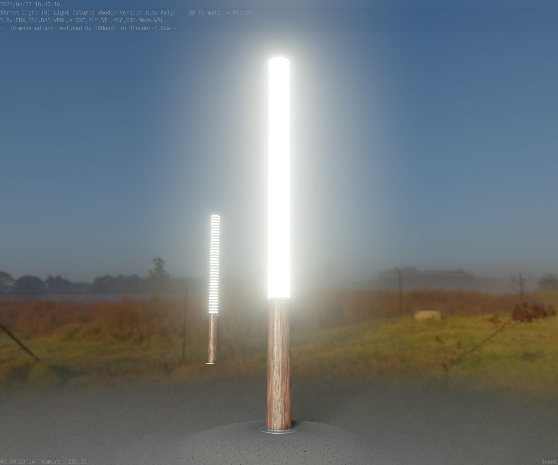 Wooden pillar of light 13 - Street-Light Set-9 Low-Poly Low-poly 3D model_37
