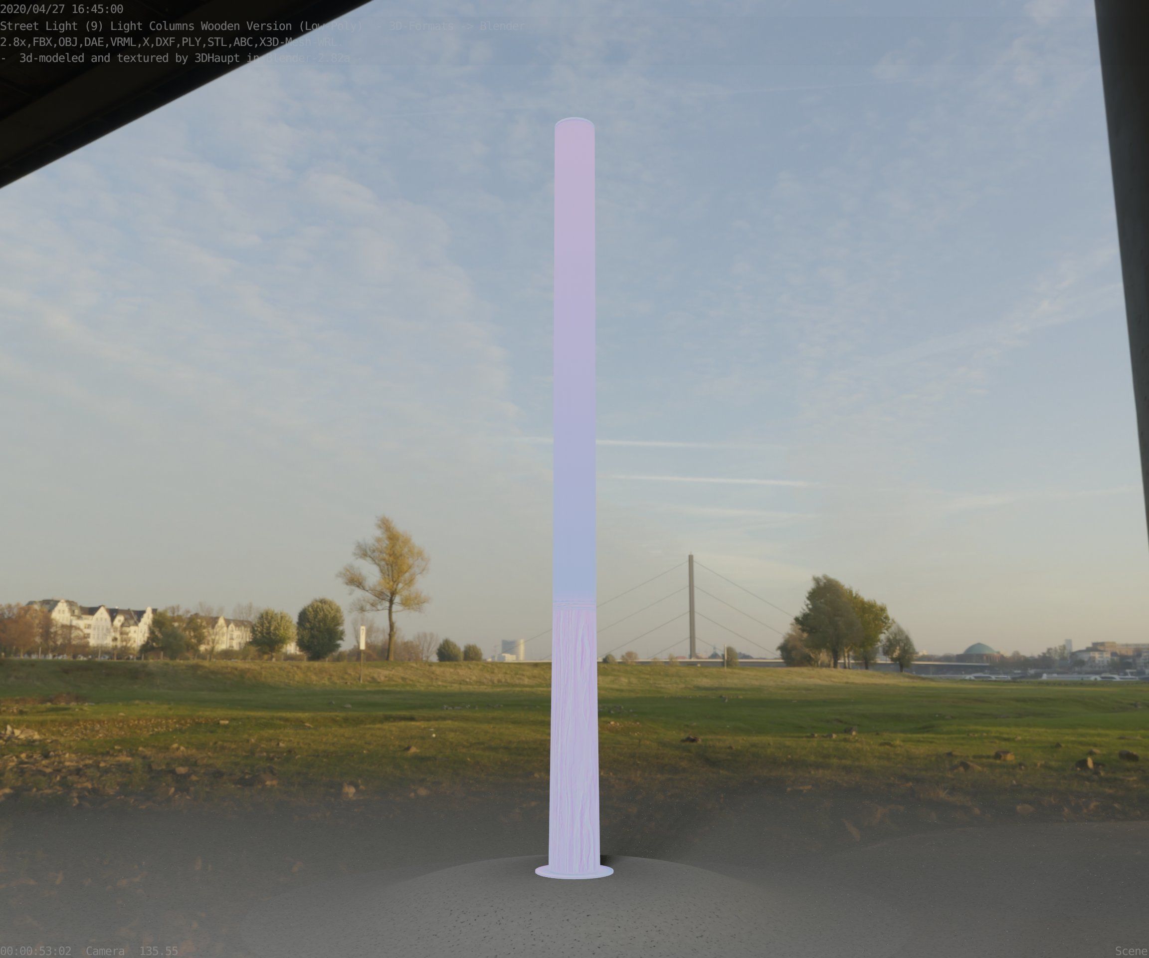 Wooden pillar of light 13 - Street-Light Set-9 Low-Poly Low-poly 3D model_25