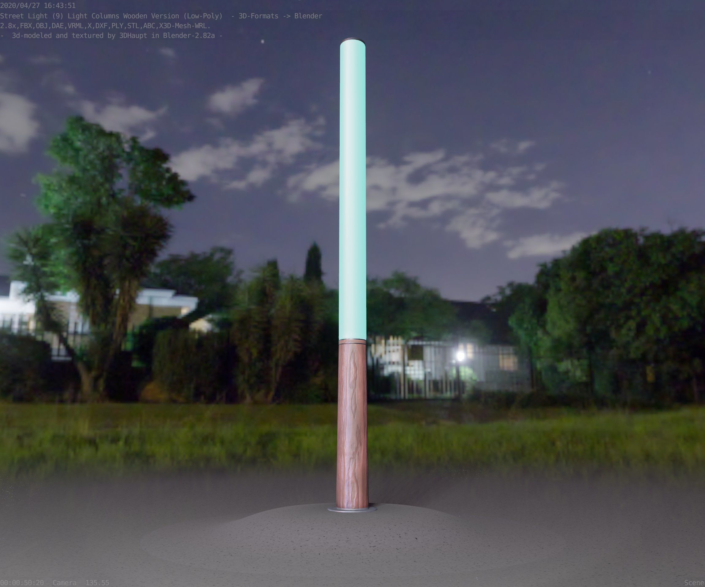 Wooden pillar of light 13 - Street-Light Set-9 Low-Poly Low-poly 3D model_13