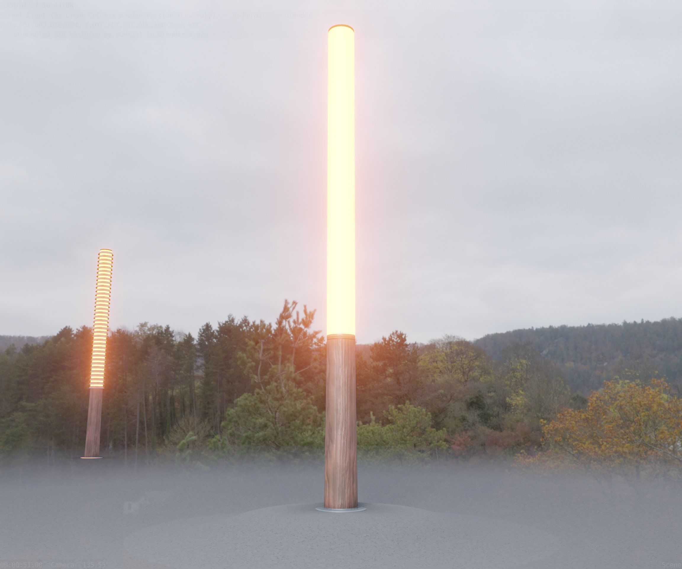 Wooden pillar of light 13 - Street-Light Set-9 Low-Poly Low-poly 3D model_23