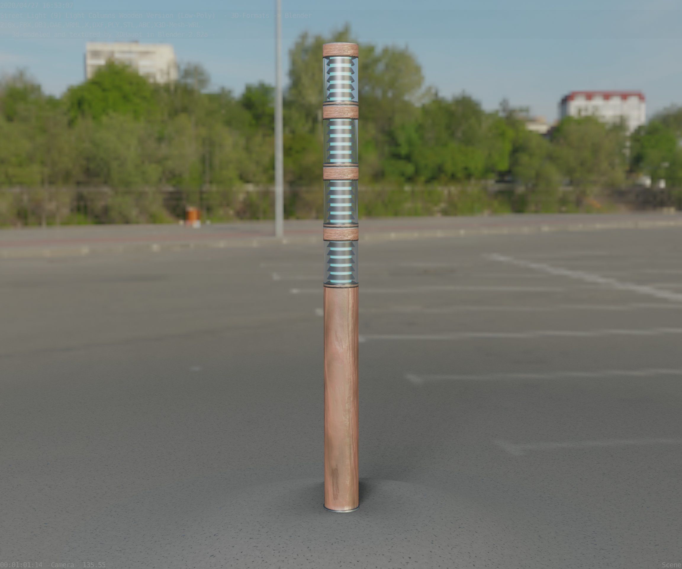 Wooden Light-Column 15 - Low-Poly Street-Light Set-9 Low-poly 3D model_69
