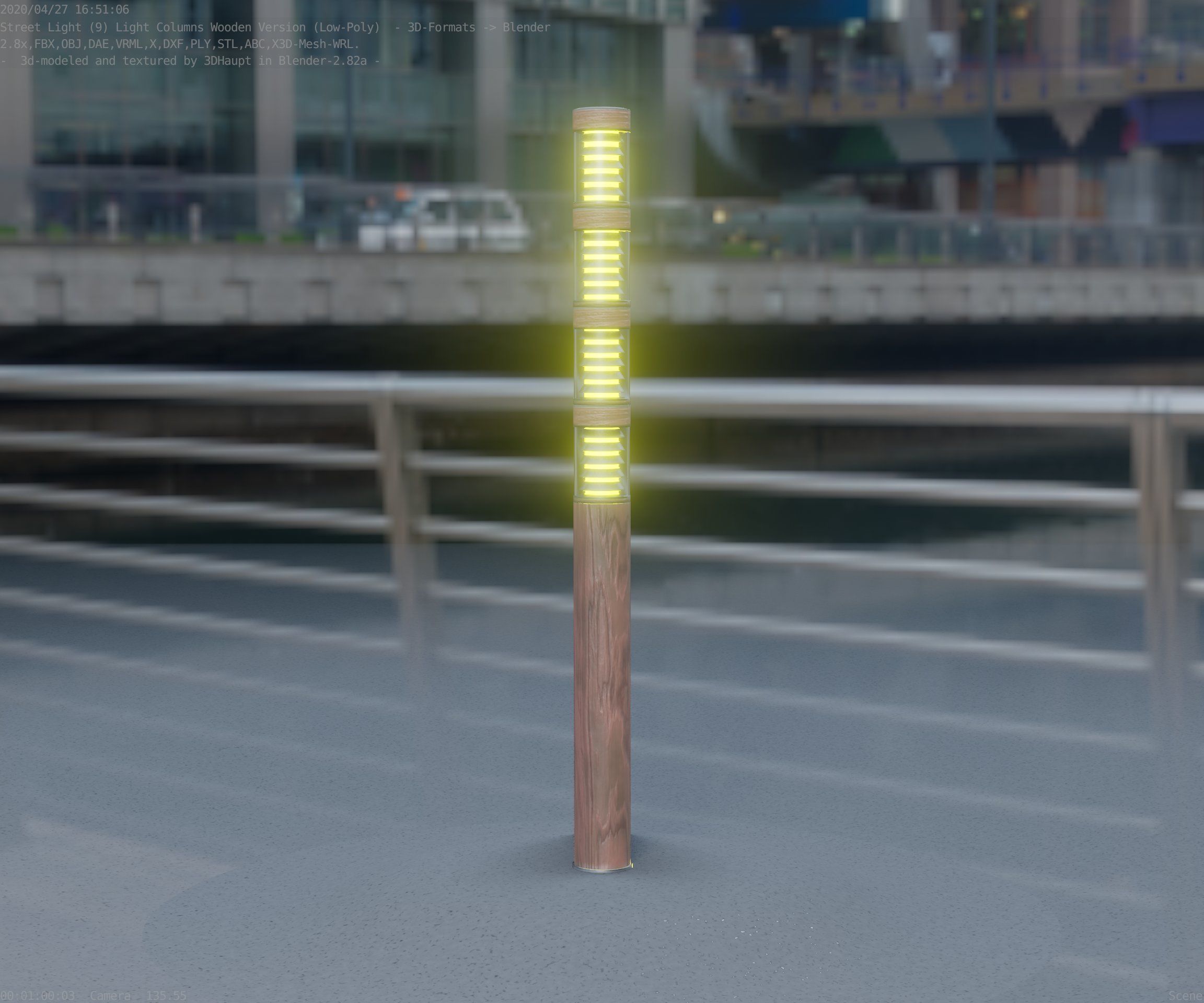Wooden Light-Column 15 - Low-Poly Street-Light Set-9 Low-poly 3D model_34