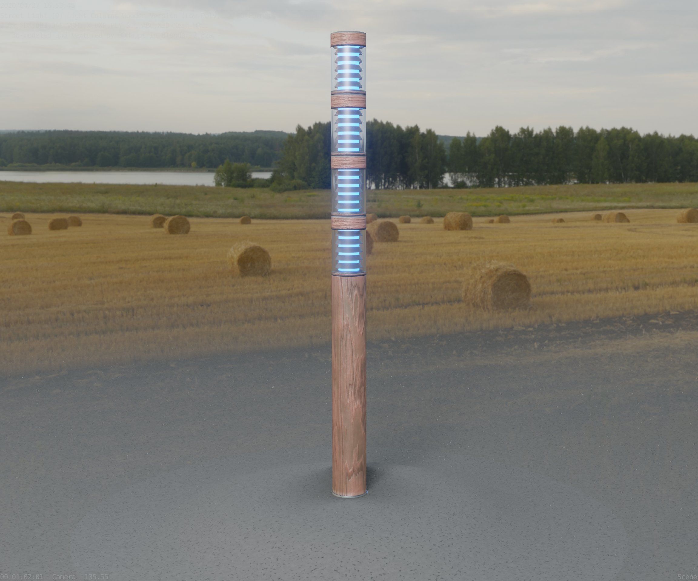 Wooden Light-Column 15 - Low-Poly Street-Light Set-9 Low-poly 3D model_89