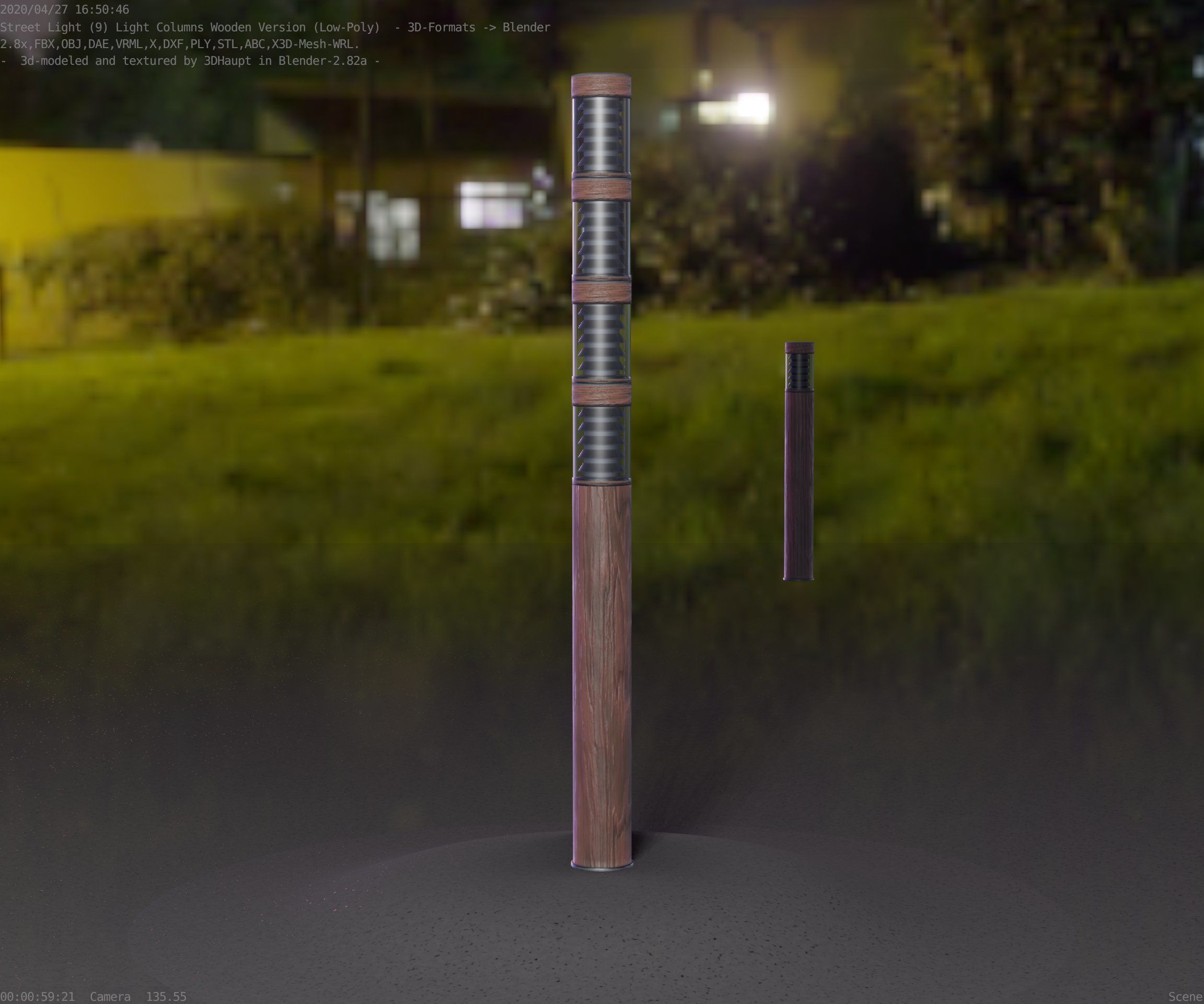Wooden Light-Column 15 - Low-Poly Street-Light Set-9 Low-poly 3D model_28