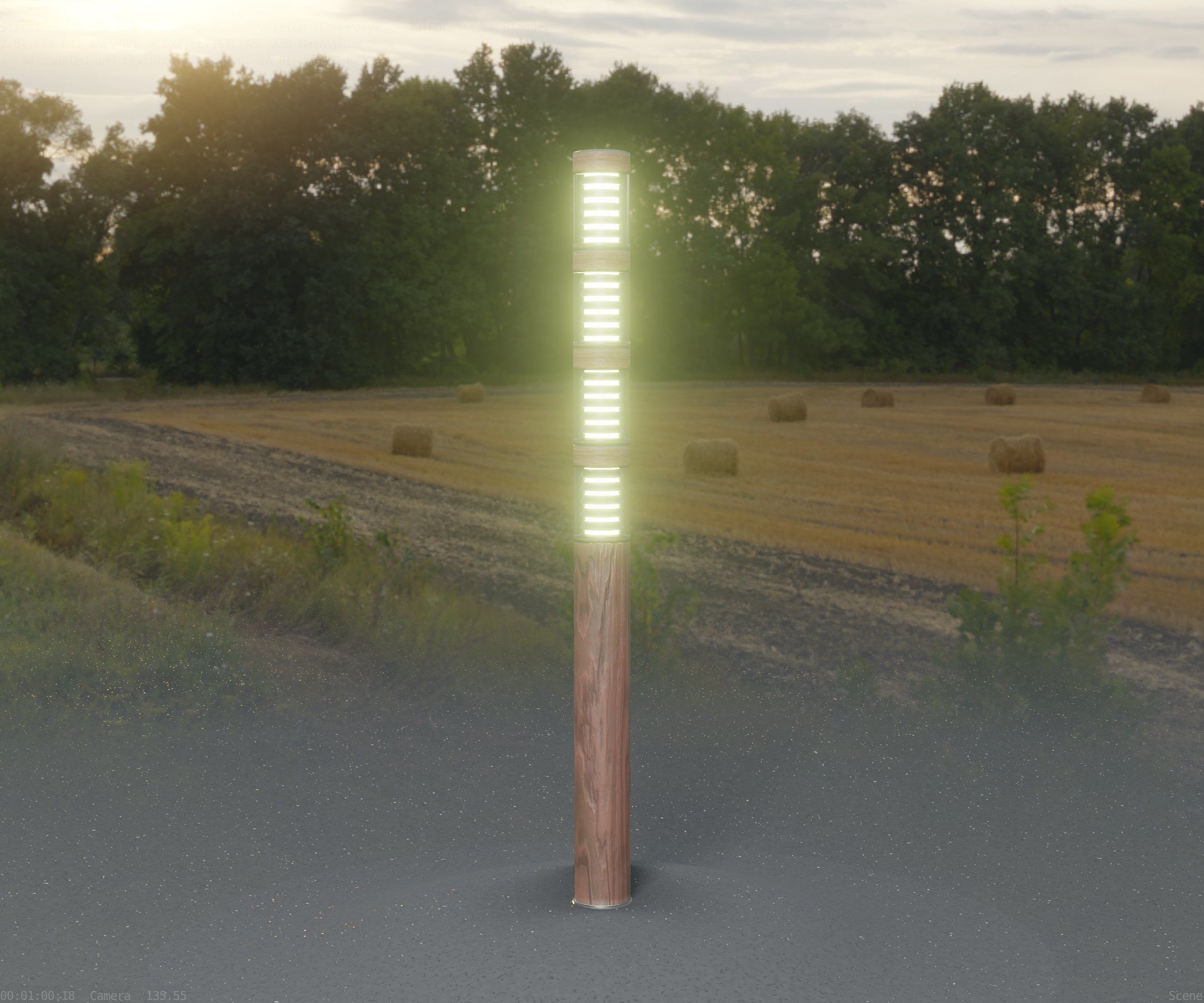 Wooden Light-Column 15 - Low-Poly Street-Light Set-9 Low-poly 3D model_49