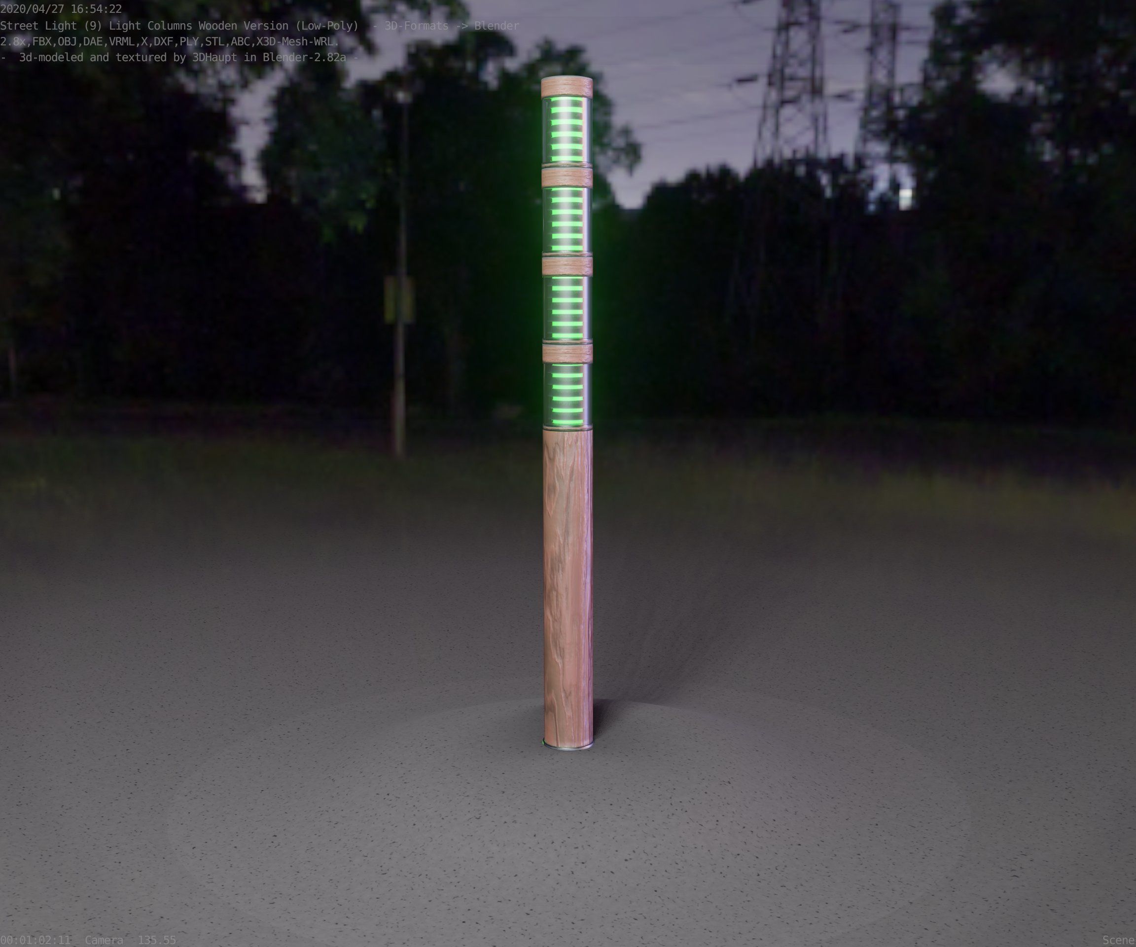 Wooden Light-Column 15 - Low-Poly Street-Light Set-9 Low-poly 3D model_99