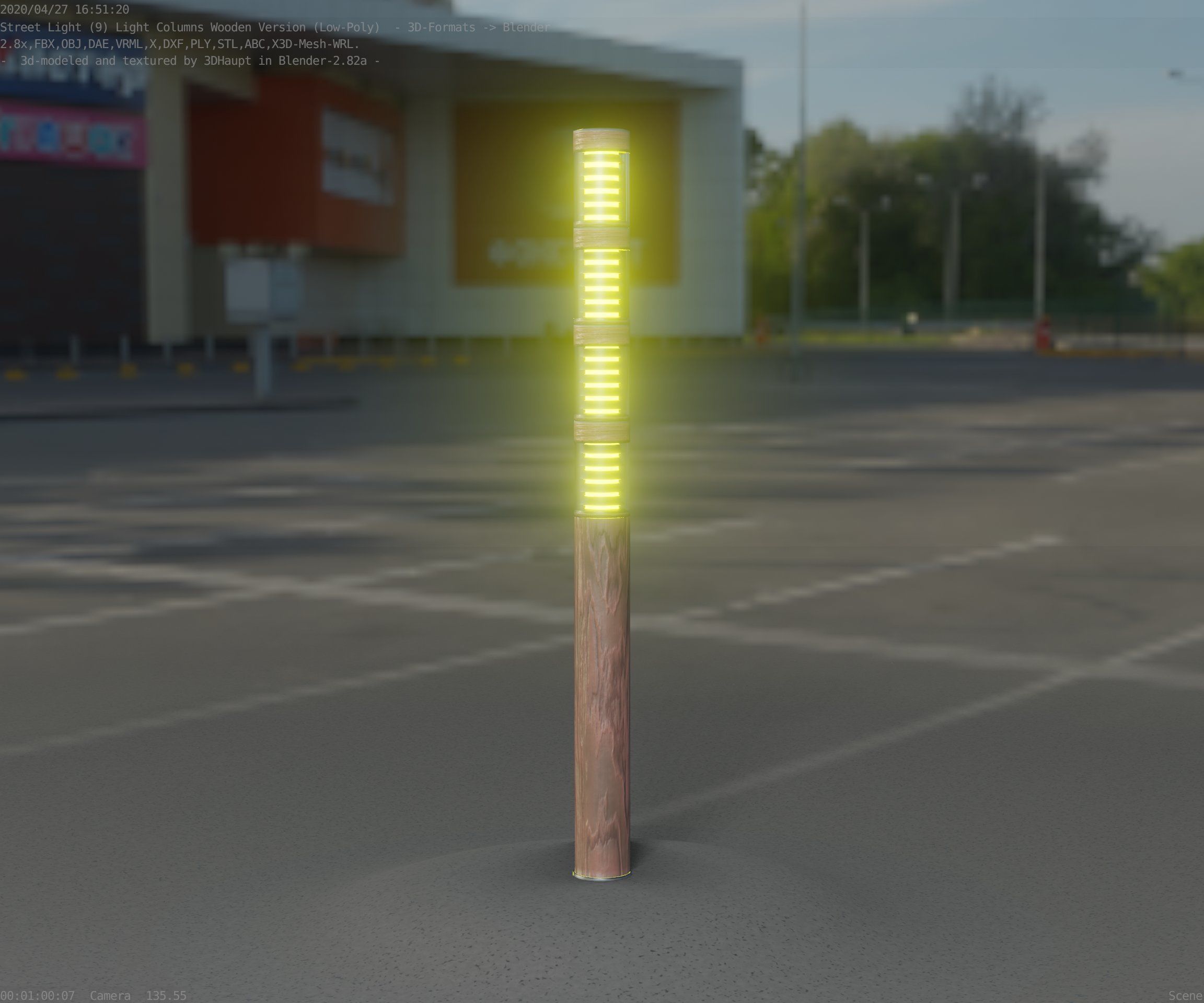 Wooden Light-Column 15 - Low-Poly Street-Light Set-9 Low-poly 3D model_38