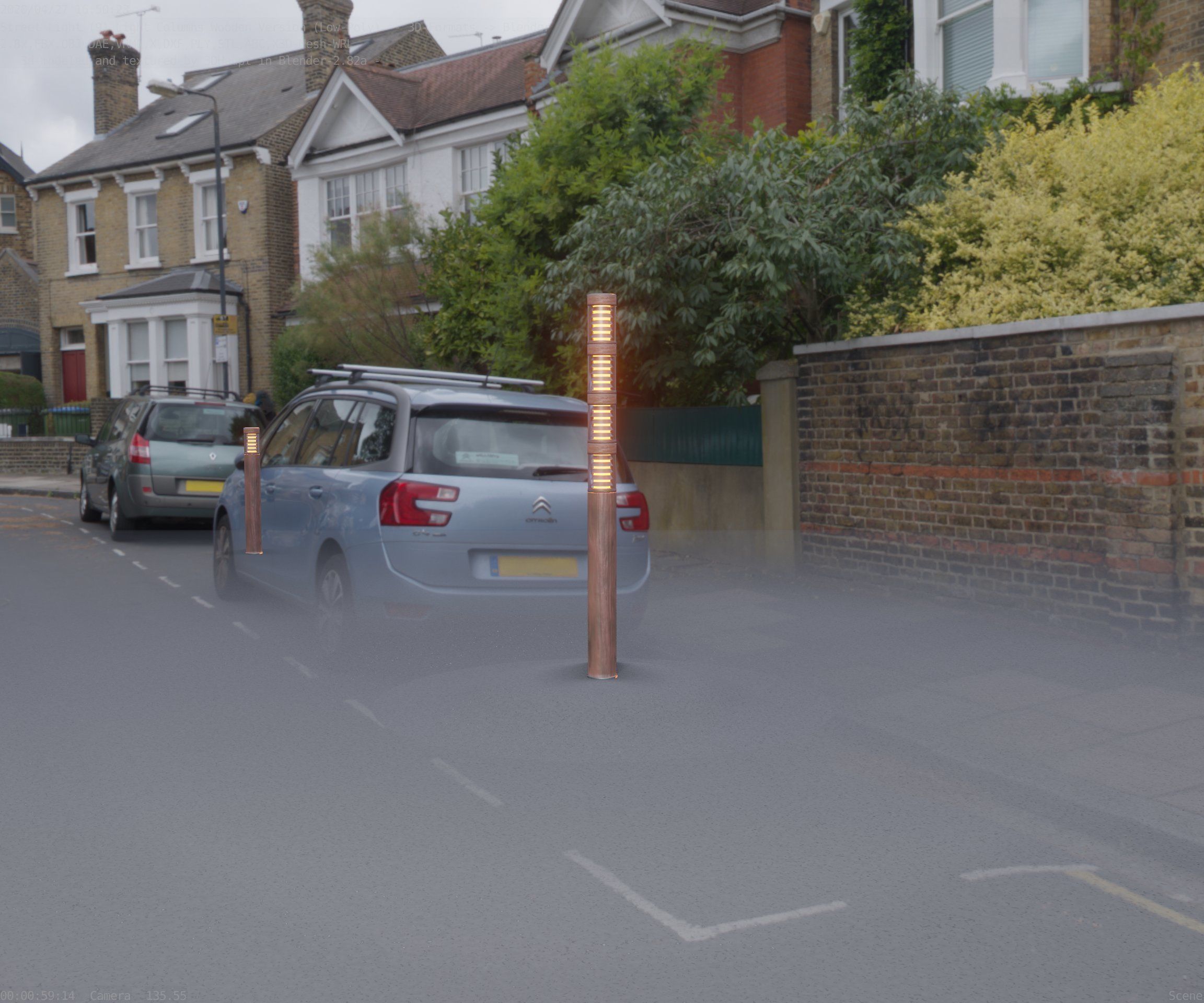 Wooden Light-Column 15 - Low-Poly Street-Light Set-9 Low-poly 3D model_23