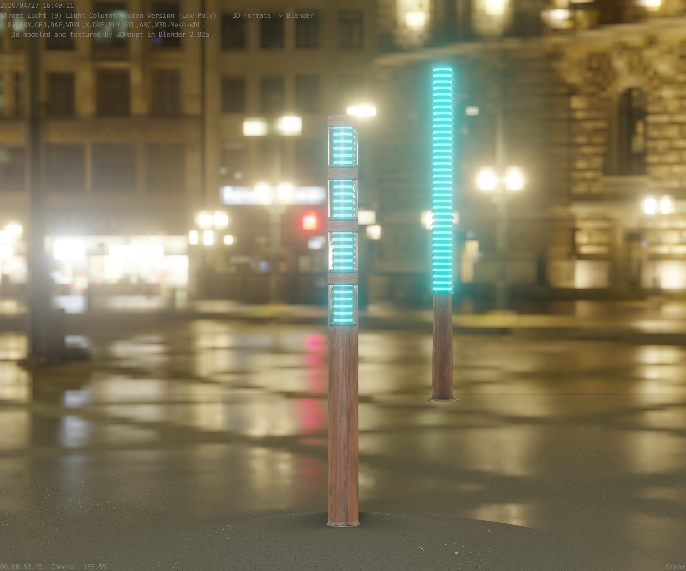 Wooden Light-Column 15 - Low-Poly Street-Light Set-9 Low-poly 3D model_10