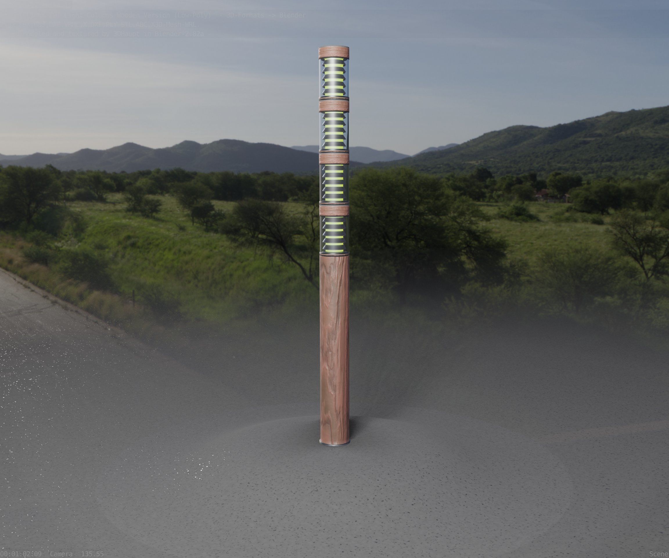 Wooden Light-Column 15 - Low-Poly Street-Light Set-9 Low-poly 3D model_97