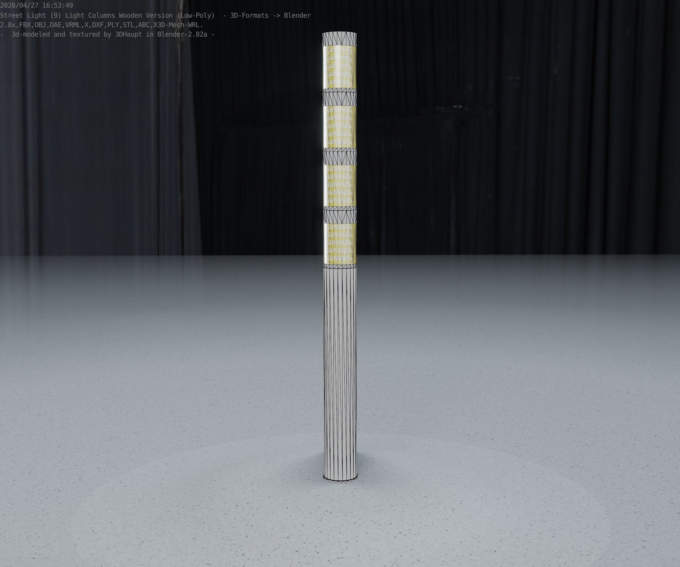 Wooden Light-Column 15 - Low-Poly Street-Light Set-9 Low-poly 3D model_90