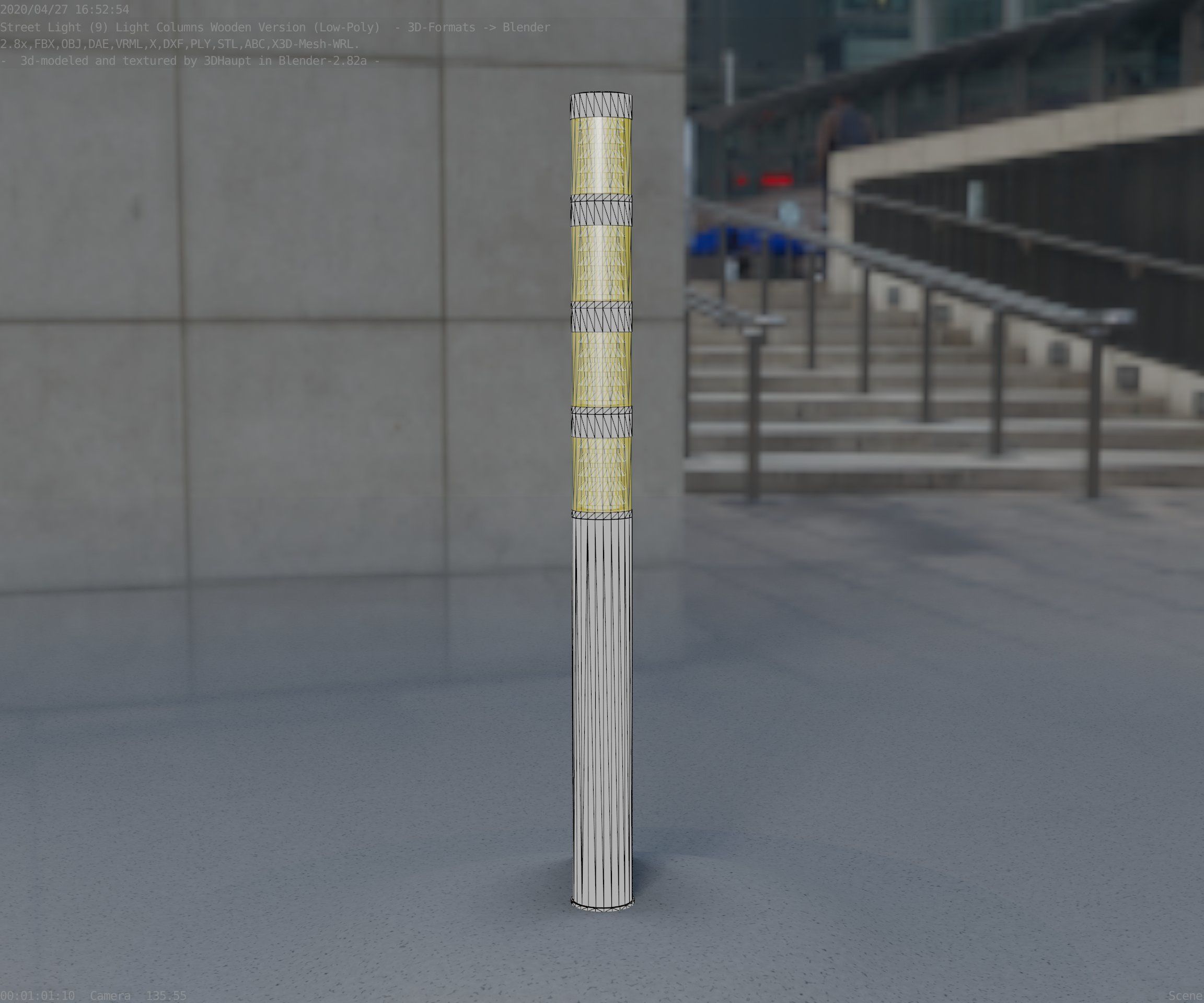 Wooden Light-Column 15 - Low-Poly Street-Light Set-9 Low-poly 3D model_65