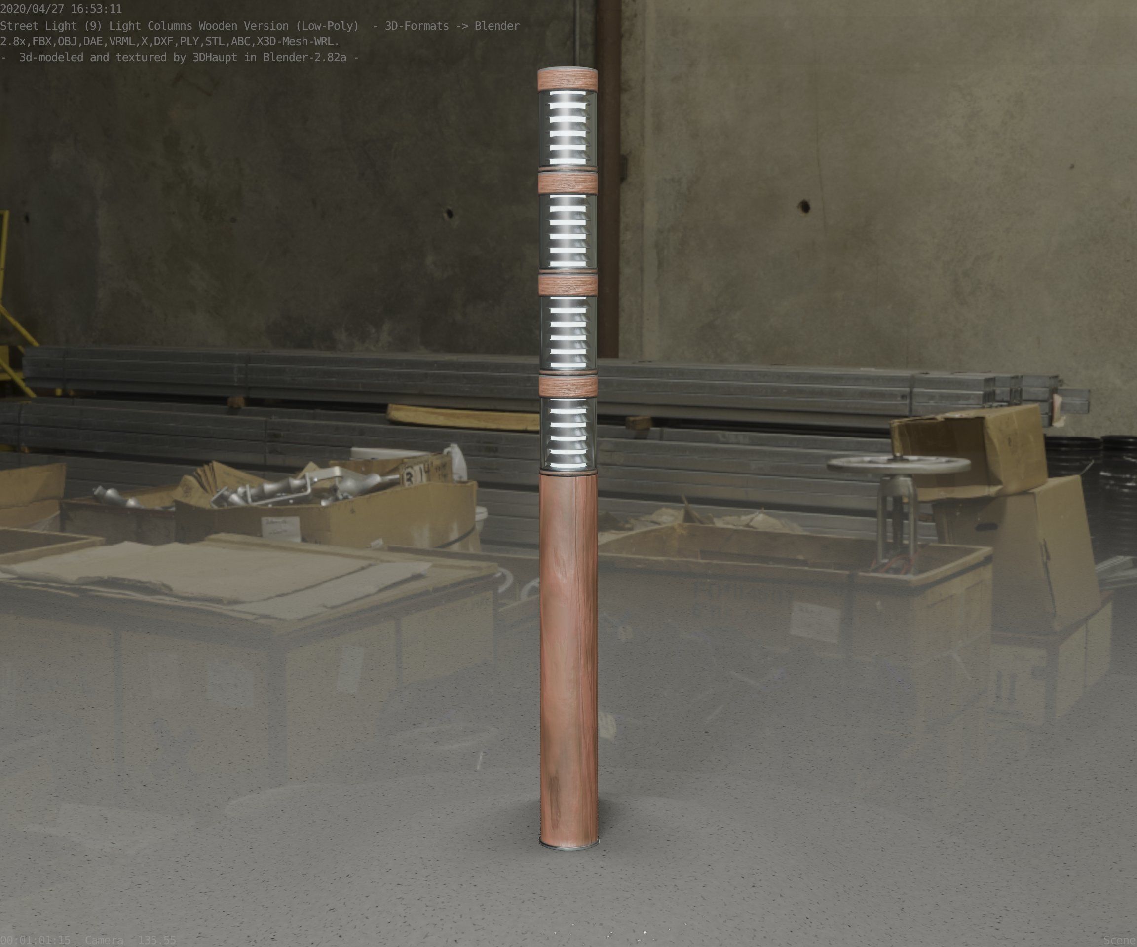 Wooden Light-Column 15 - Low-Poly Street-Light Set-9 Low-poly 3D model_70