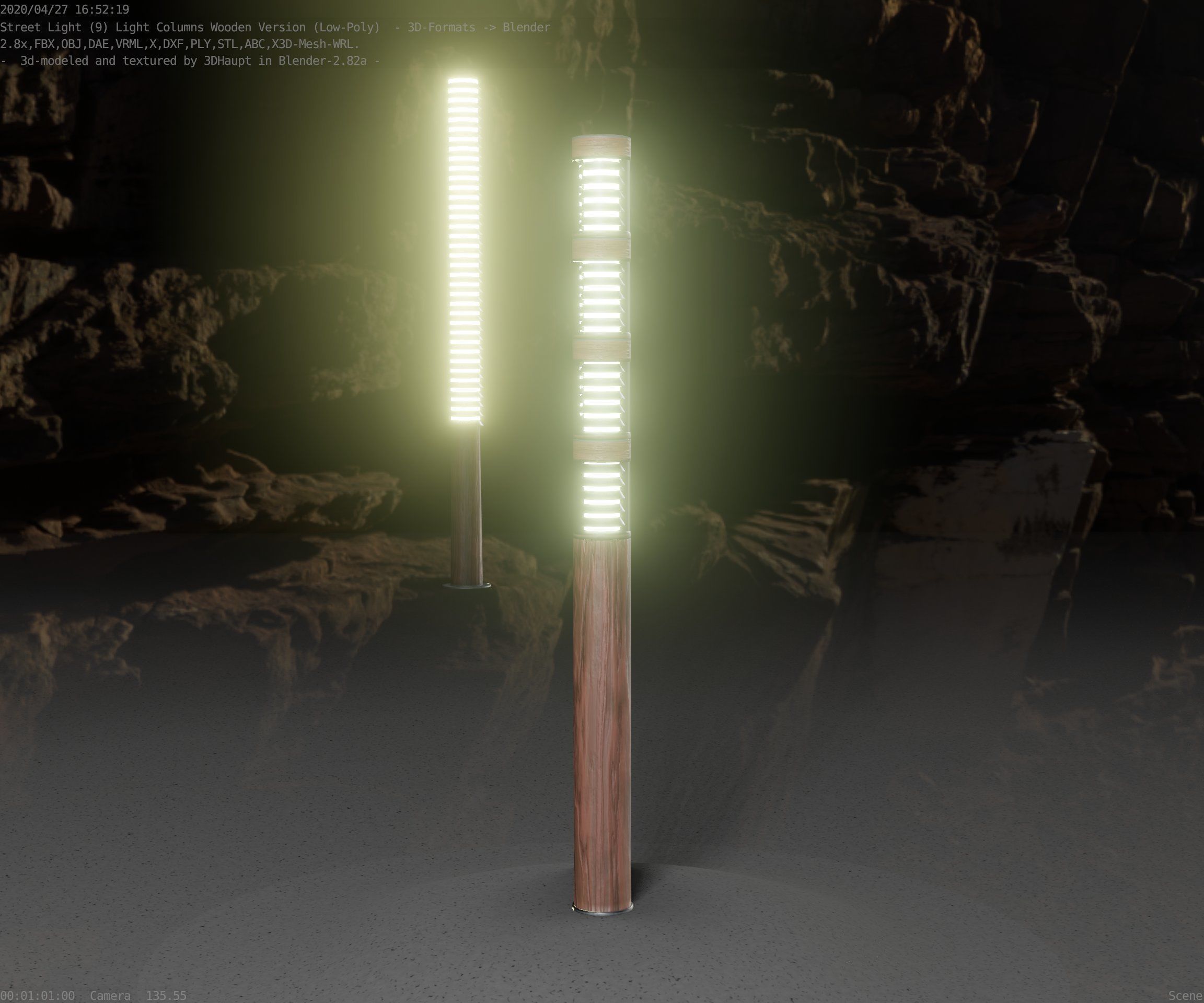 Wooden Light-Column 15 - Low-Poly Street-Light Set-9 Low-poly 3D model_55