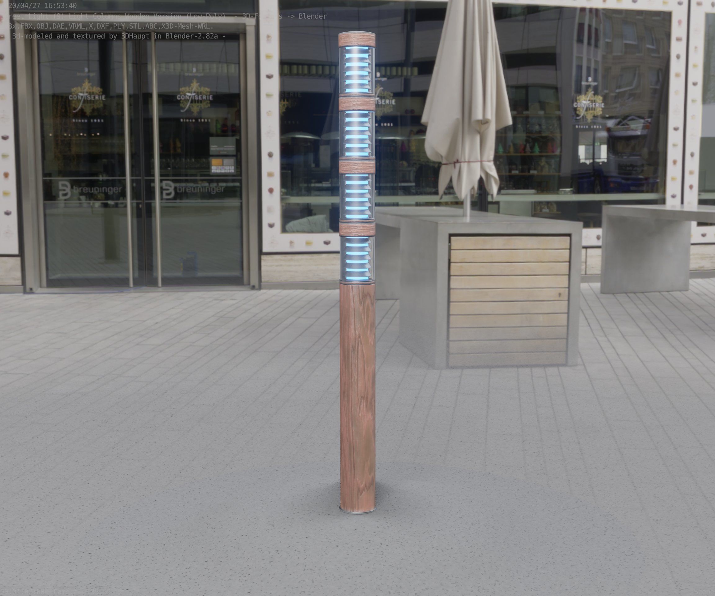 Wooden Light-Column 15 - Low-Poly Street-Light Set-9 Low-poly 3D model_88