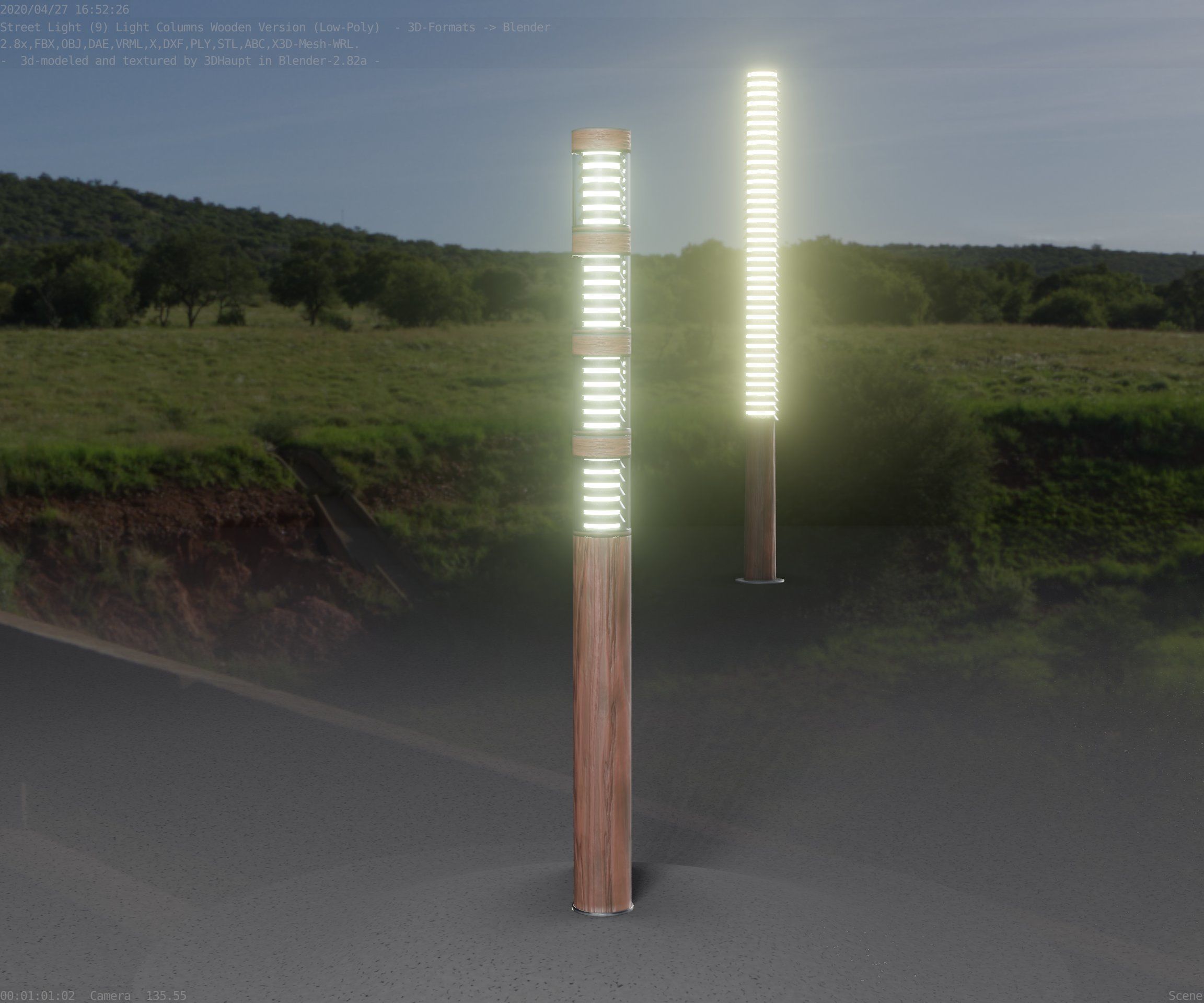 Wooden Light-Column 15 - Low-Poly Street-Light Set-9 Low-poly 3D model_57