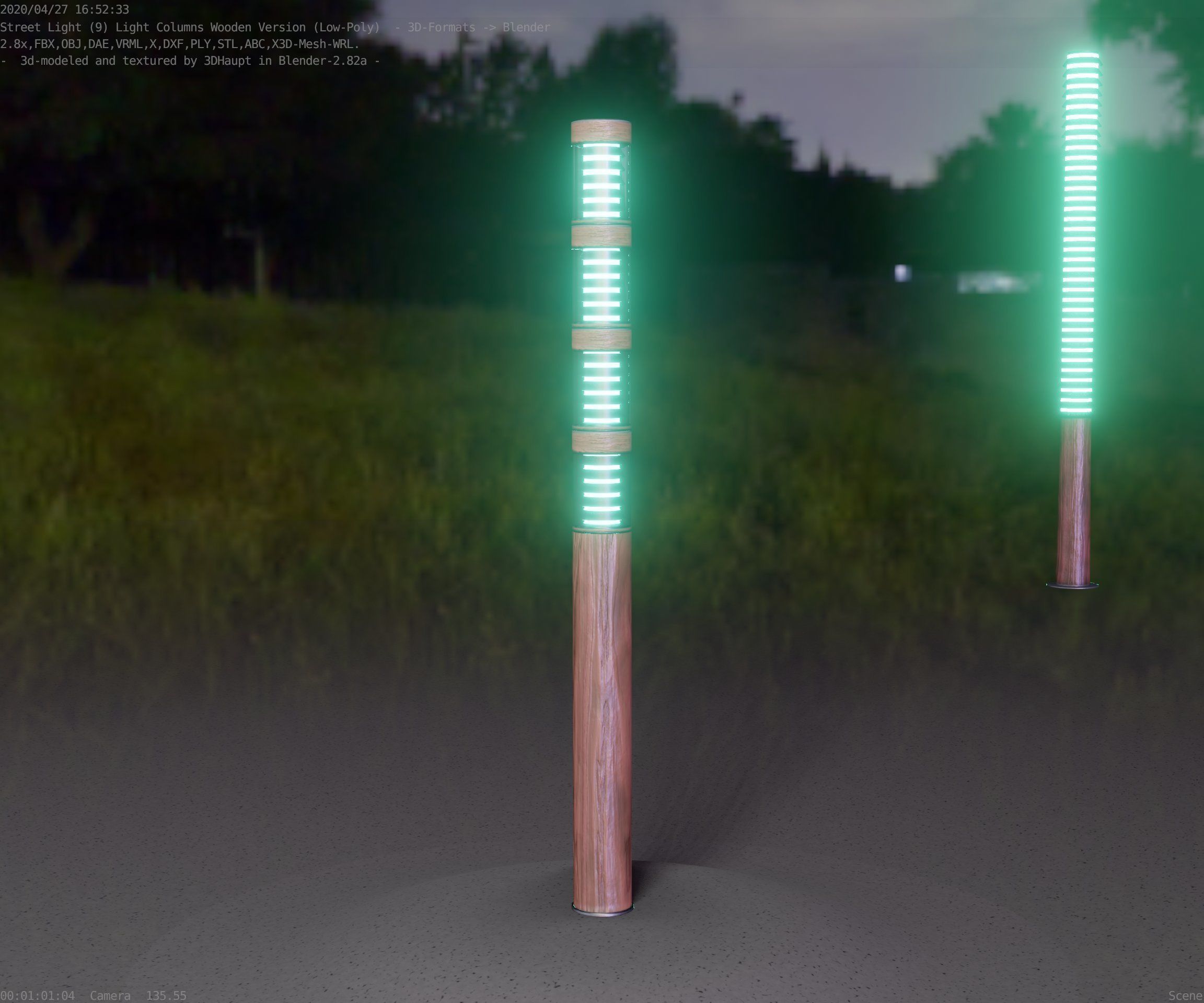 Wooden Light-Column 15 - Low-Poly Street-Light Set-9 Low-poly 3D model_59