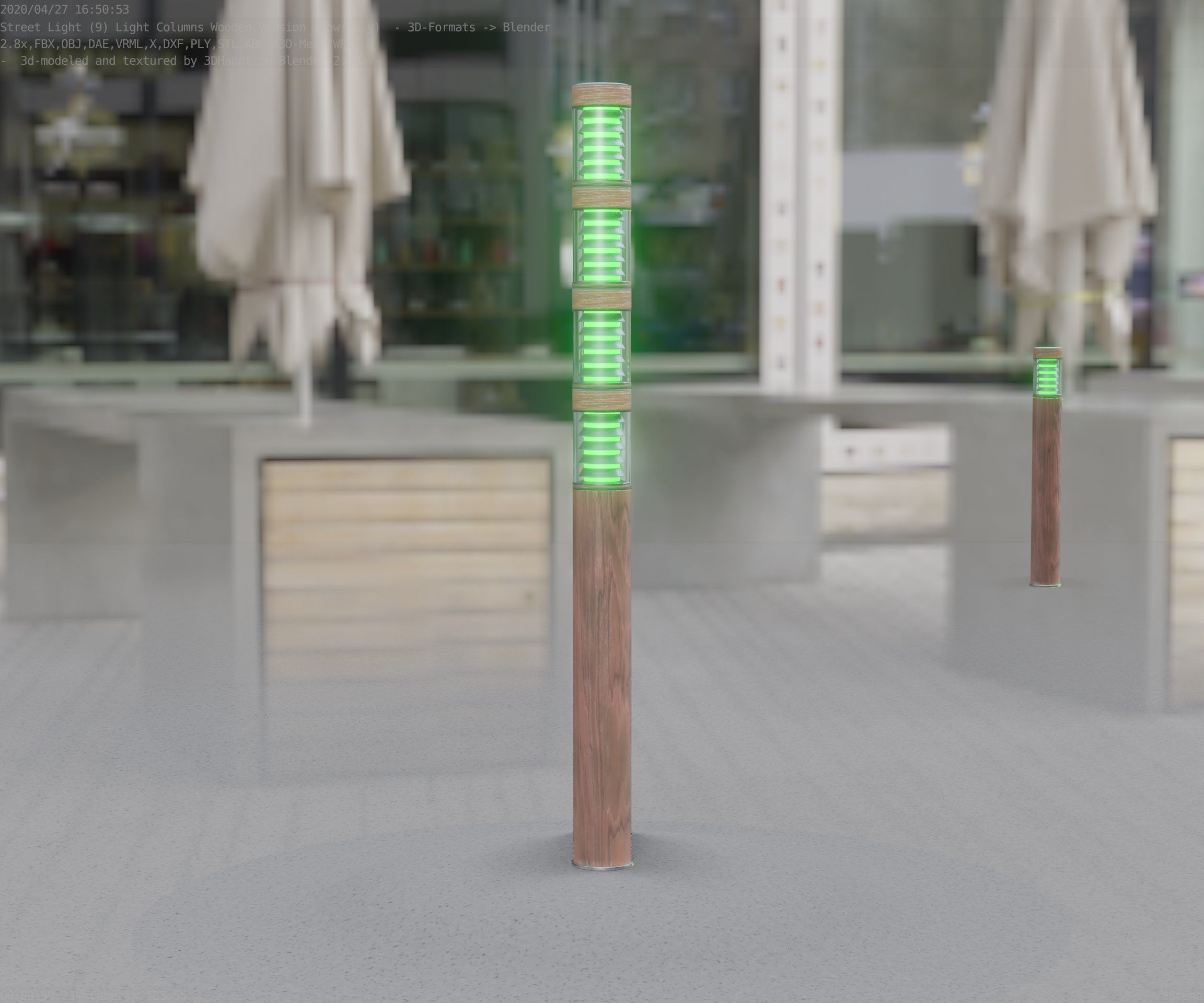 Wooden Light-Column 15 - Low-Poly Street-Light Set-9 Low-poly 3D model_30