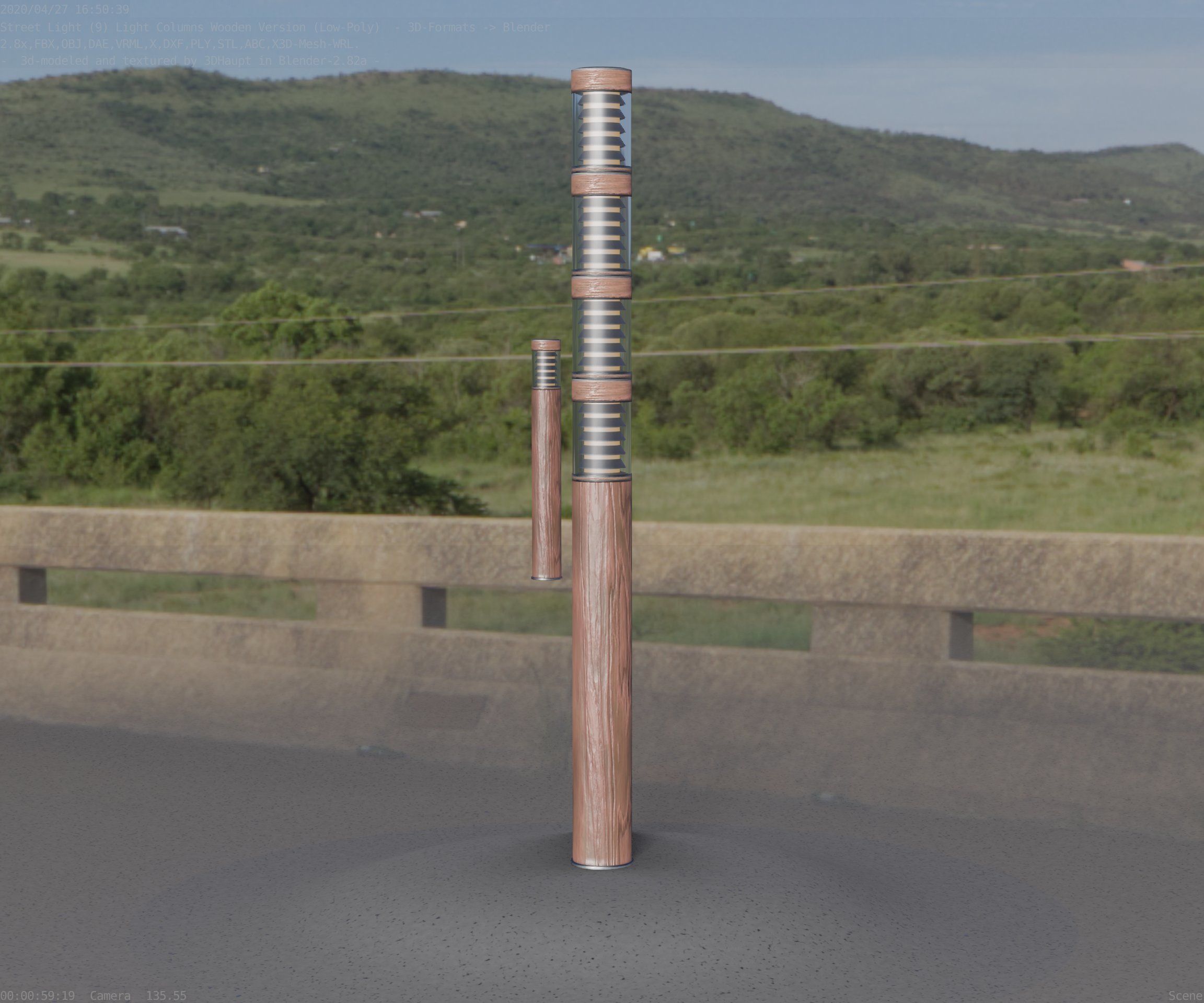 Wooden Light-Column 15 - Low-Poly Street-Light Set-9 Low-poly 3D model_26