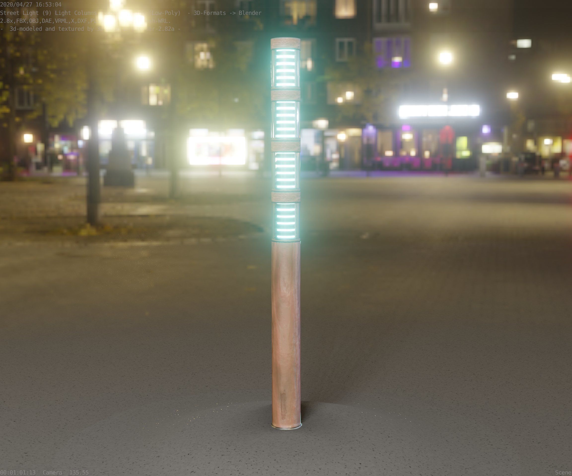 Wooden Light-Column 15 - Low-Poly Street-Light Set-9 Low-poly 3D model_68