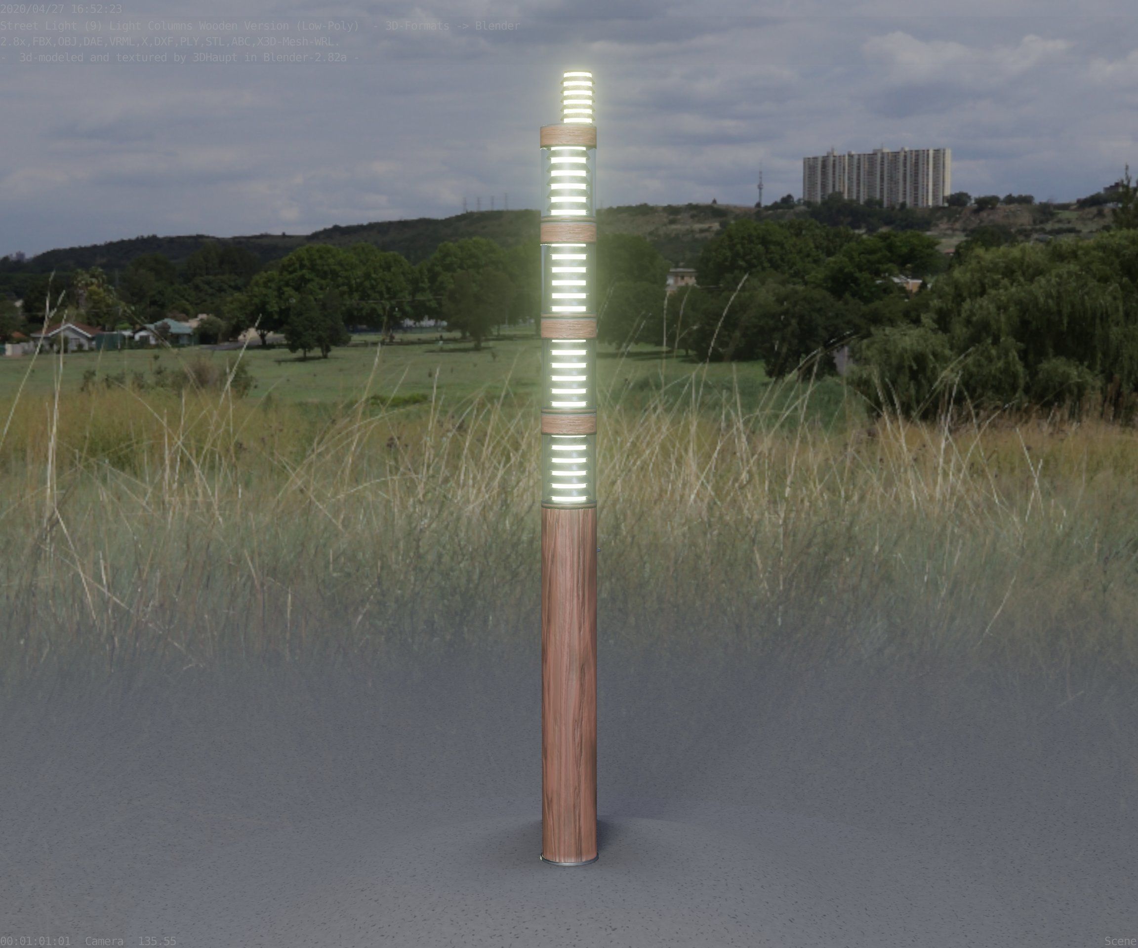 Wooden Light-Column 15 - Low-Poly Street-Light Set-9 Low-poly 3D model_56