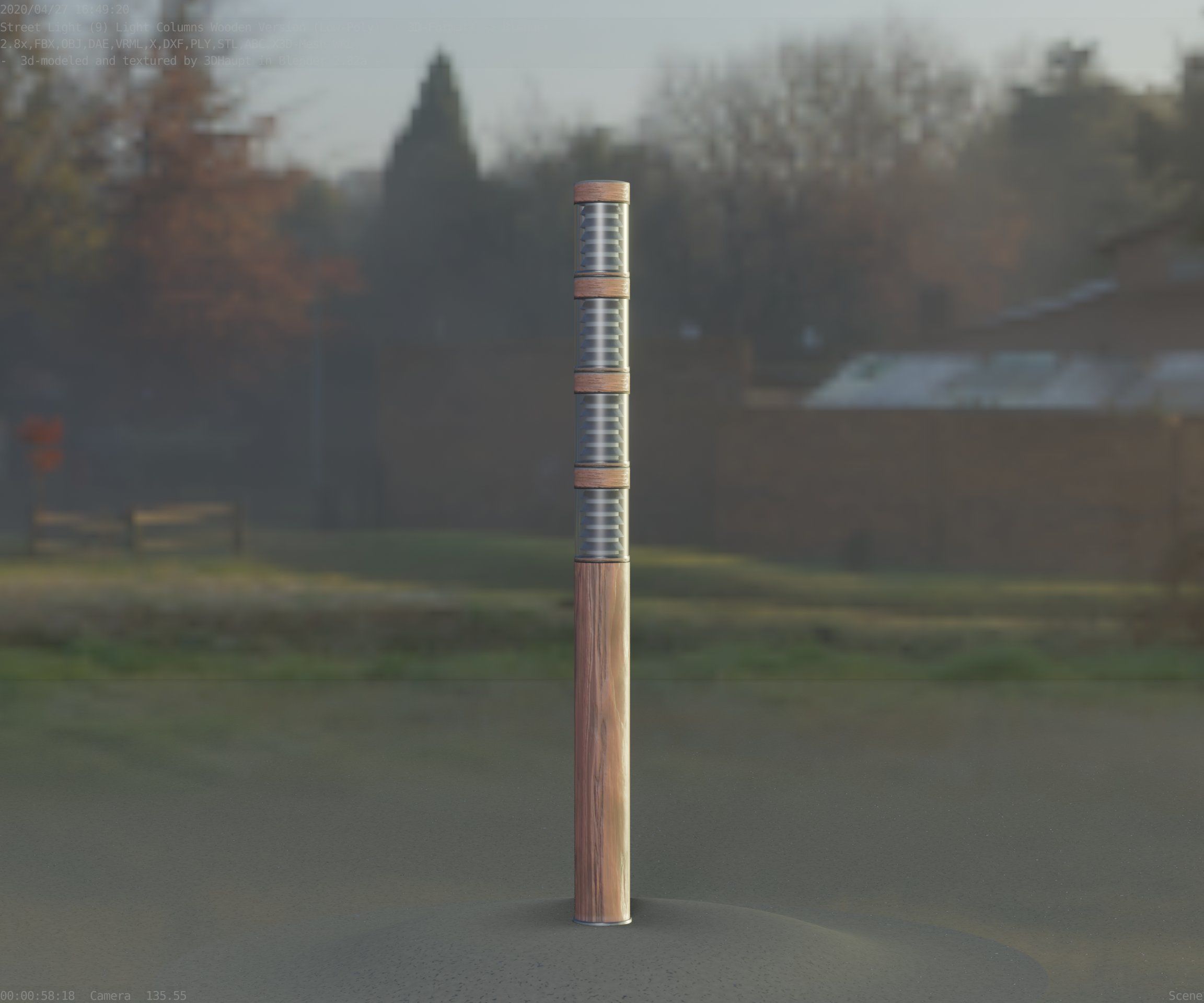 Wooden Light-Column 15 - Low-Poly Street-Light Set-9 Low-poly 3D model_3