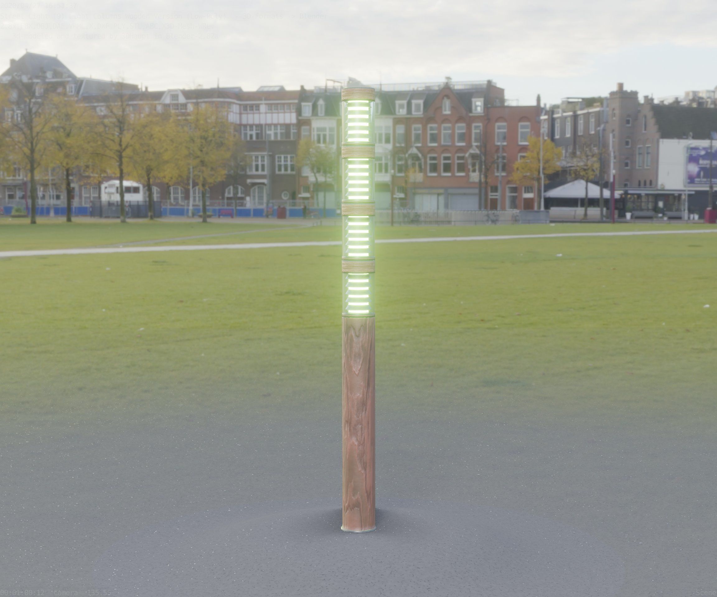 Wooden Light-Column 15 - Low-Poly Street-Light Set-9 Low-poly 3D model_43
