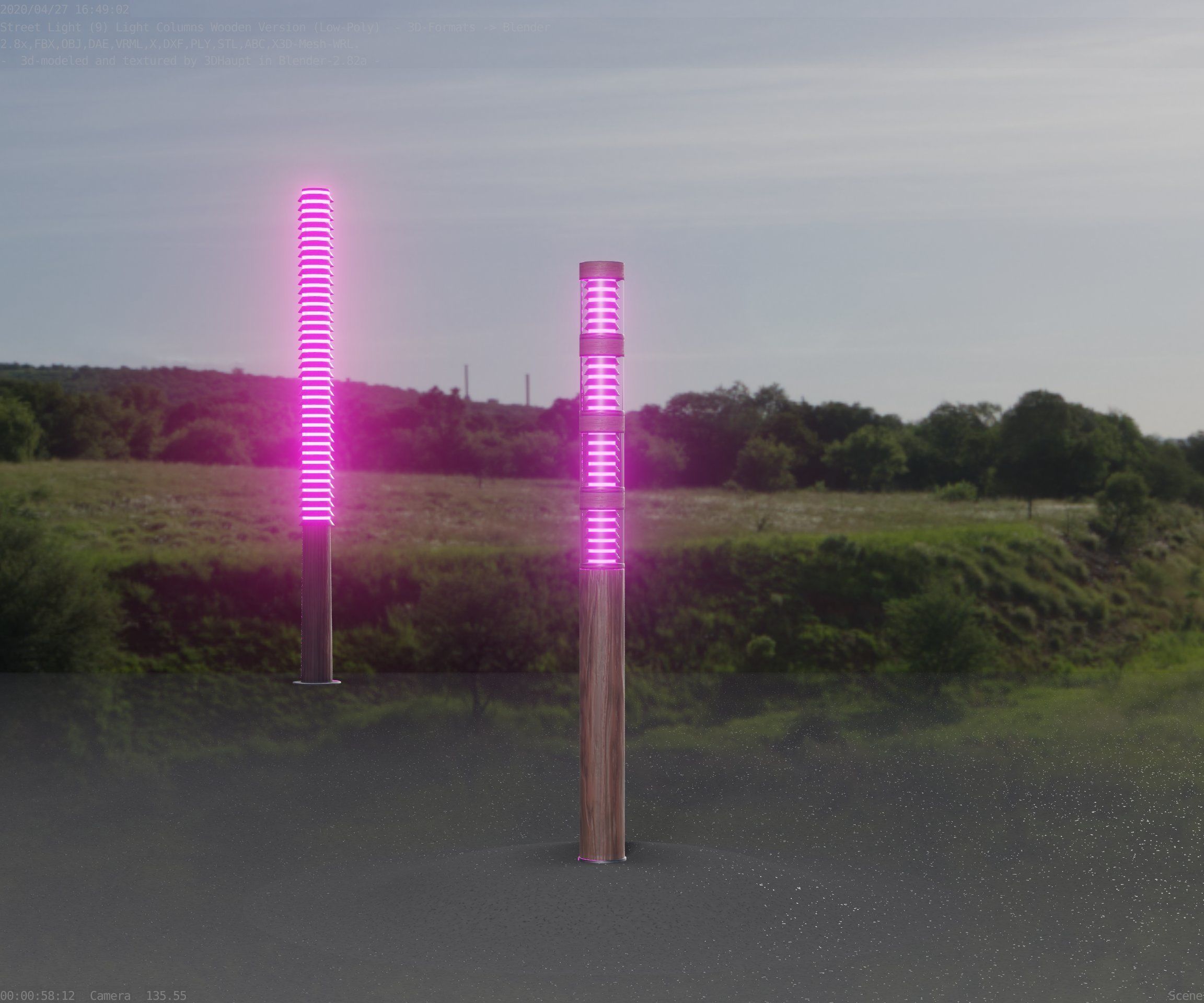 Wooden Light-Column 15 - Low-Poly Street-Light Set-9 Low-poly 3D model_86