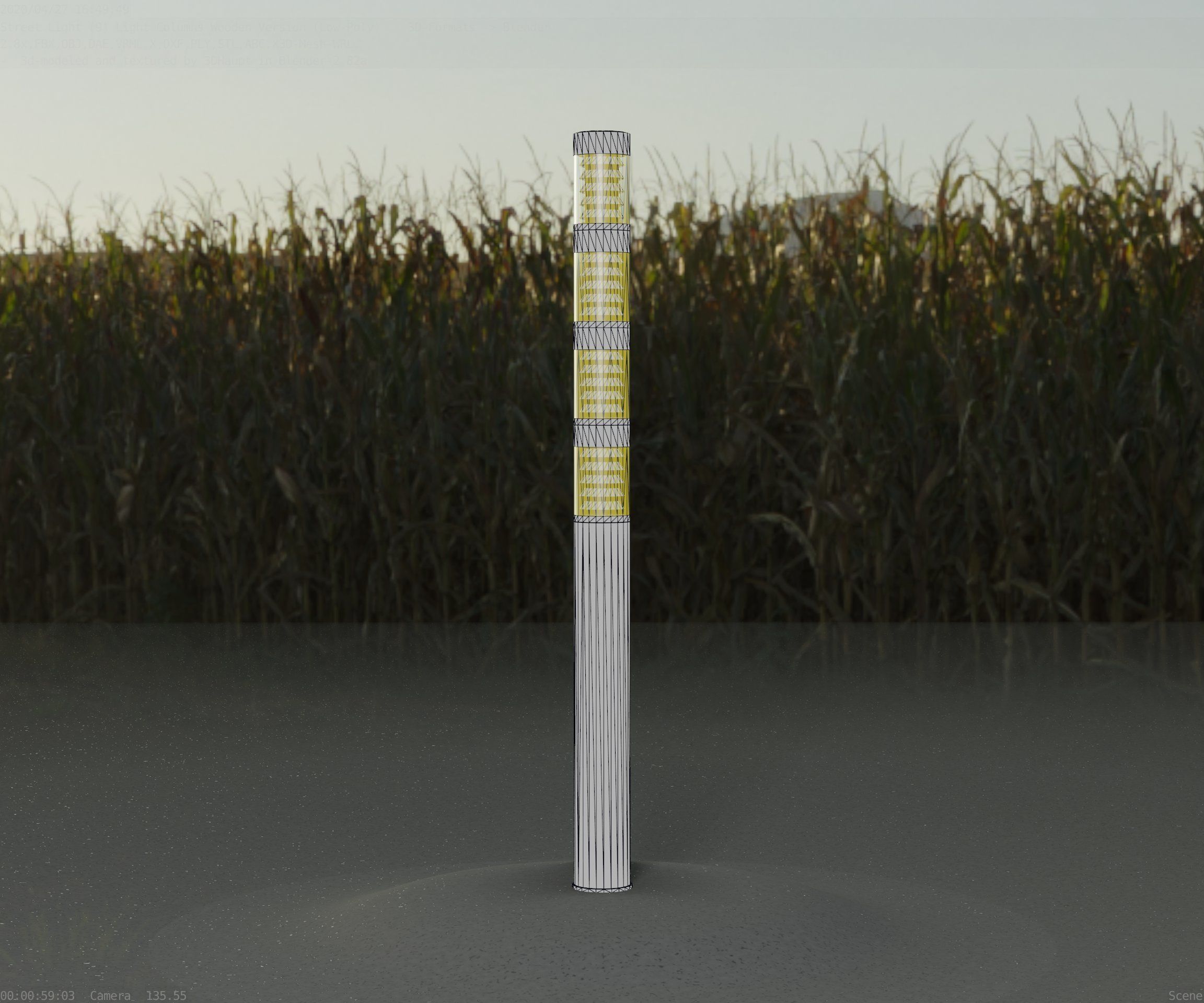 Wooden Light-Column 15 - Low-Poly Street-Light Set-9 Low-poly 3D model_85