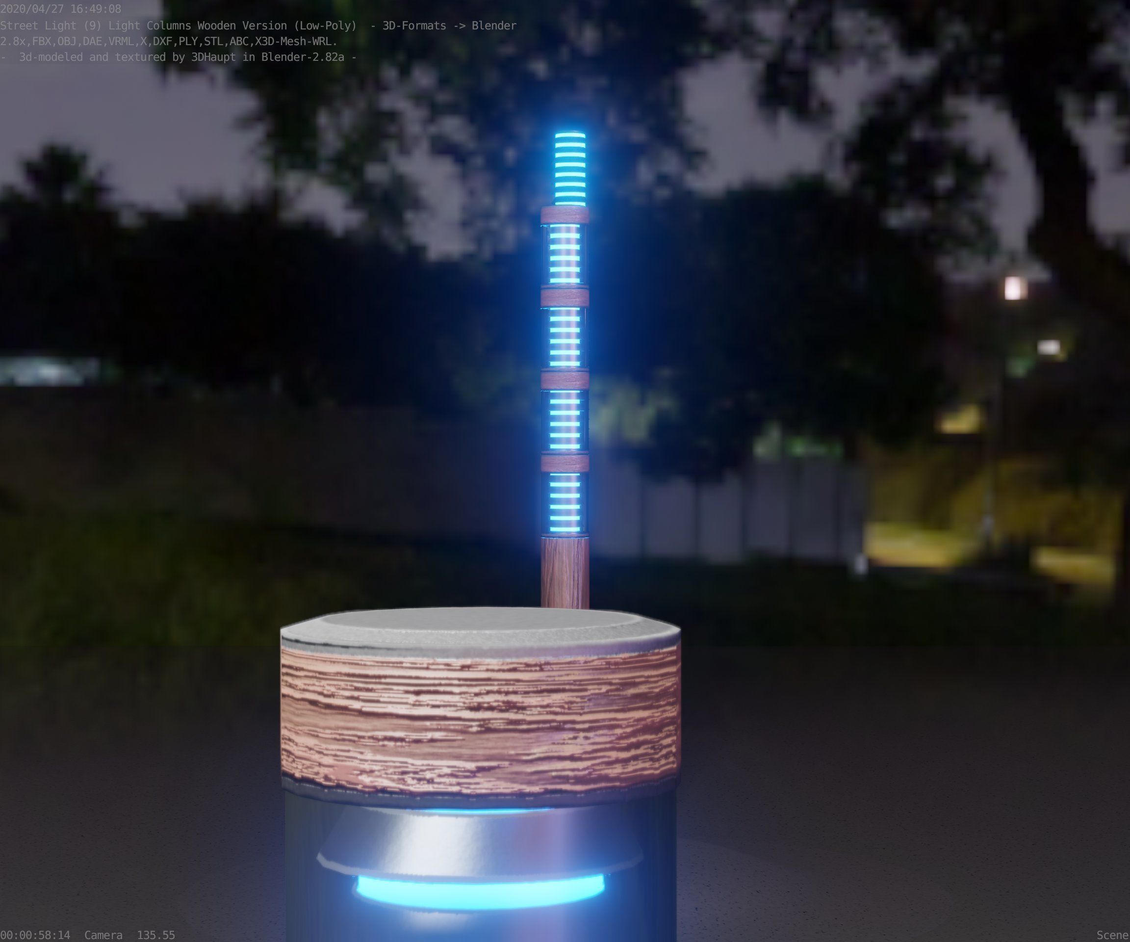 Wooden Light-Column 15 - Low-Poly Street-Light Set-9 Low-poly 3D model_9