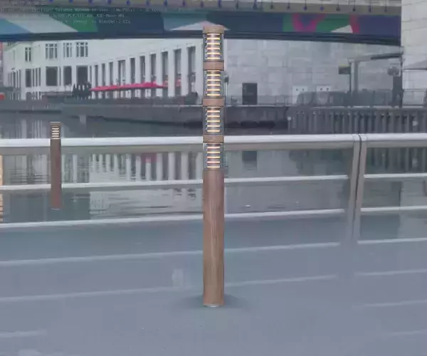 Wooden Light-Column 15 - Low-Poly Street-Light Set-9 Low-poly 3D model