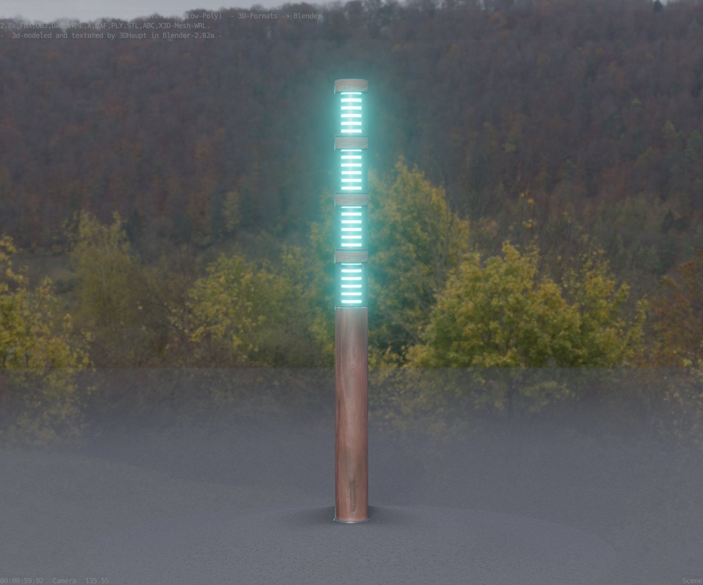 Wooden Light-Column 15 - Low-Poly Street-Light Set-9 Low-poly 3D model_84