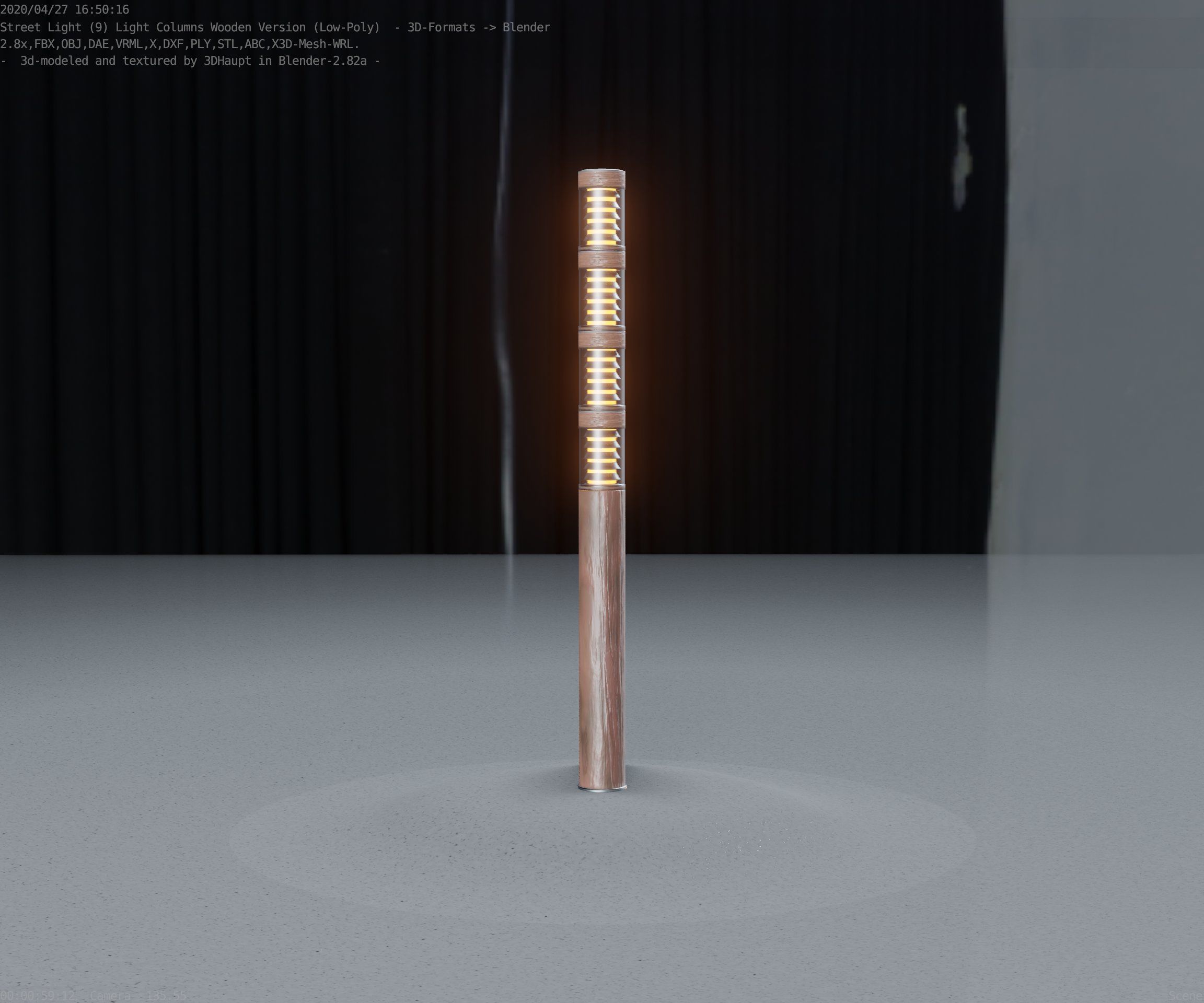 Wooden Light-Column 15 - Low-Poly Street-Light Set-9 Low-poly 3D model_21