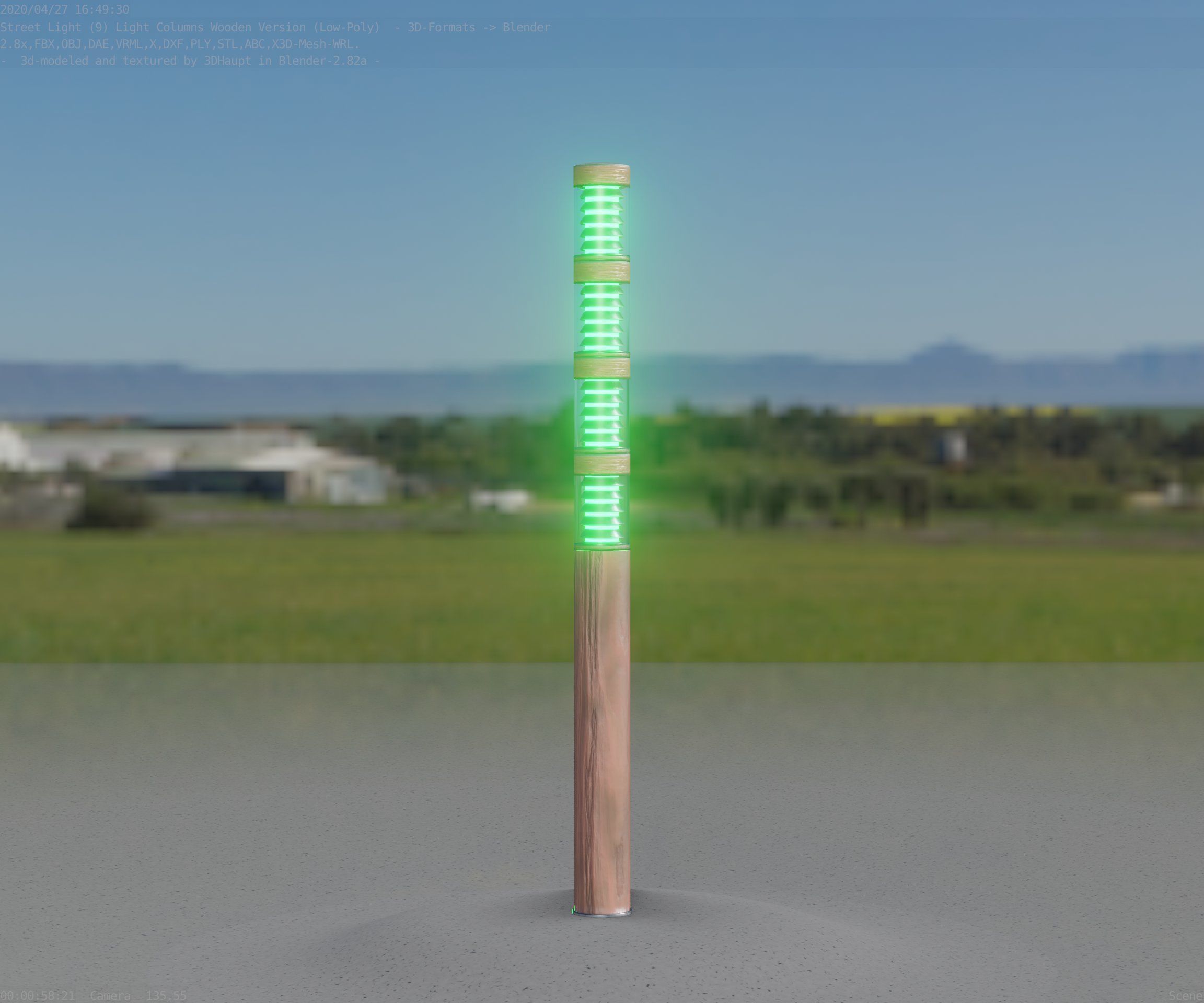 Wooden Light-Column 15 - Low-Poly Street-Light Set-9 Low-poly 3D model_80