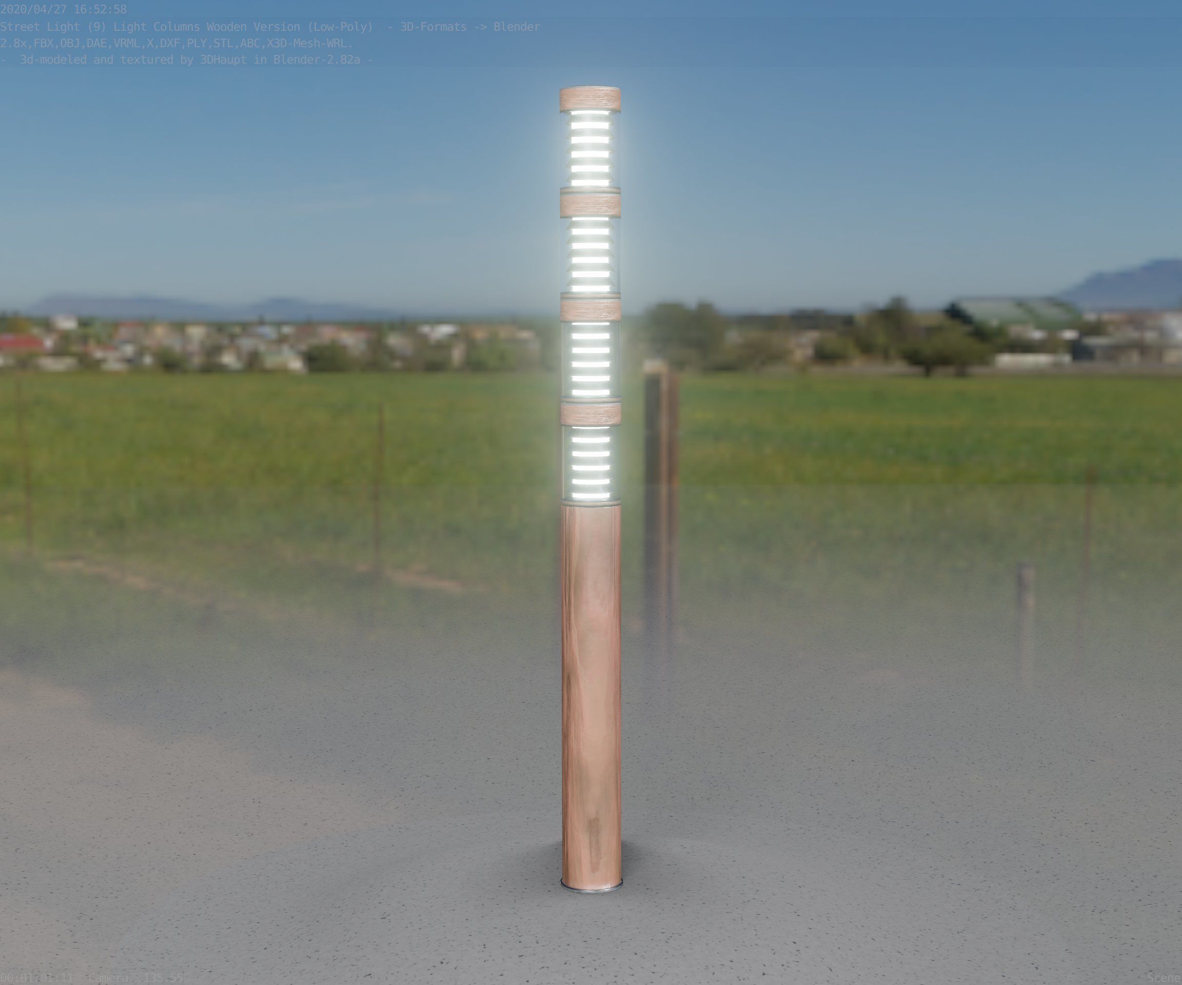 Wooden Light-Column 15 - Low-Poly Street-Light Set-9 Low-poly 3D model_66