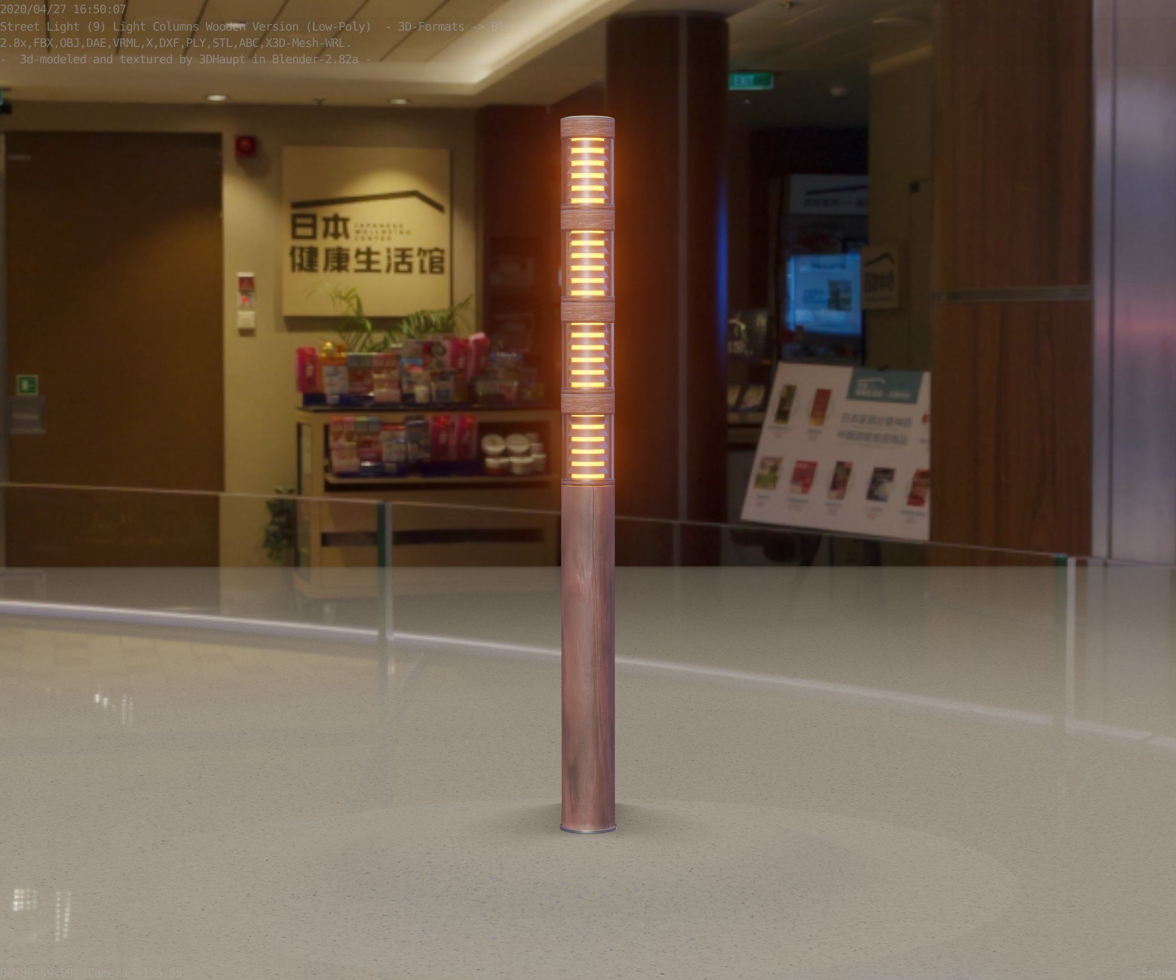 Wooden Light-Column 15 - Low-Poly Street-Light Set-9 Low-poly 3D model_18