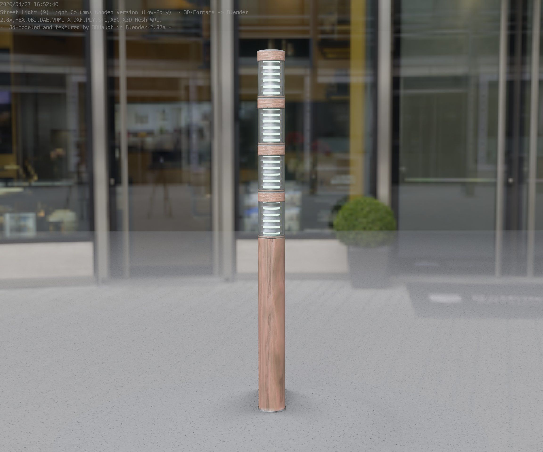 Wooden Light-Column 15 - Low-Poly Street-Light Set-9 Low-poly 3D model_61