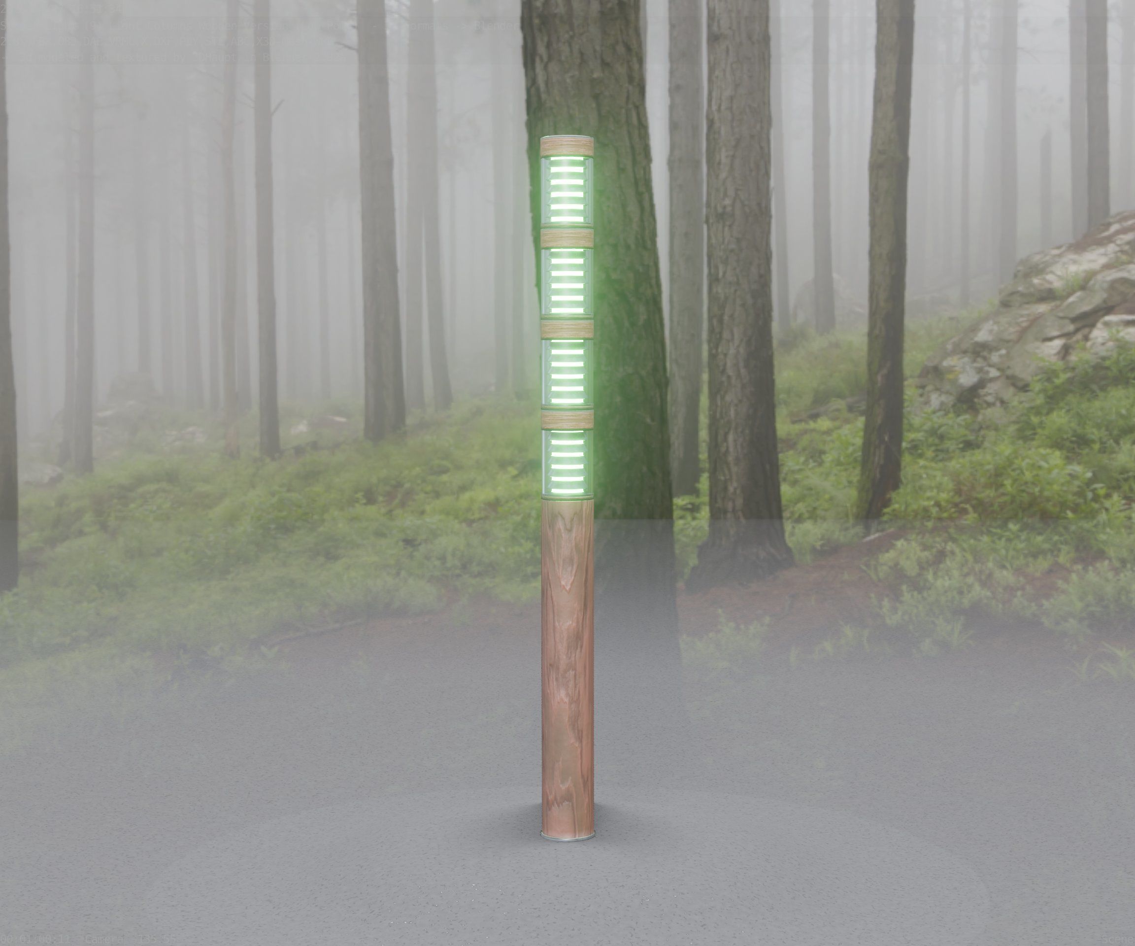Wooden Light-Column 15 - Low-Poly Street-Light Set-9 Low-poly 3D model_42
