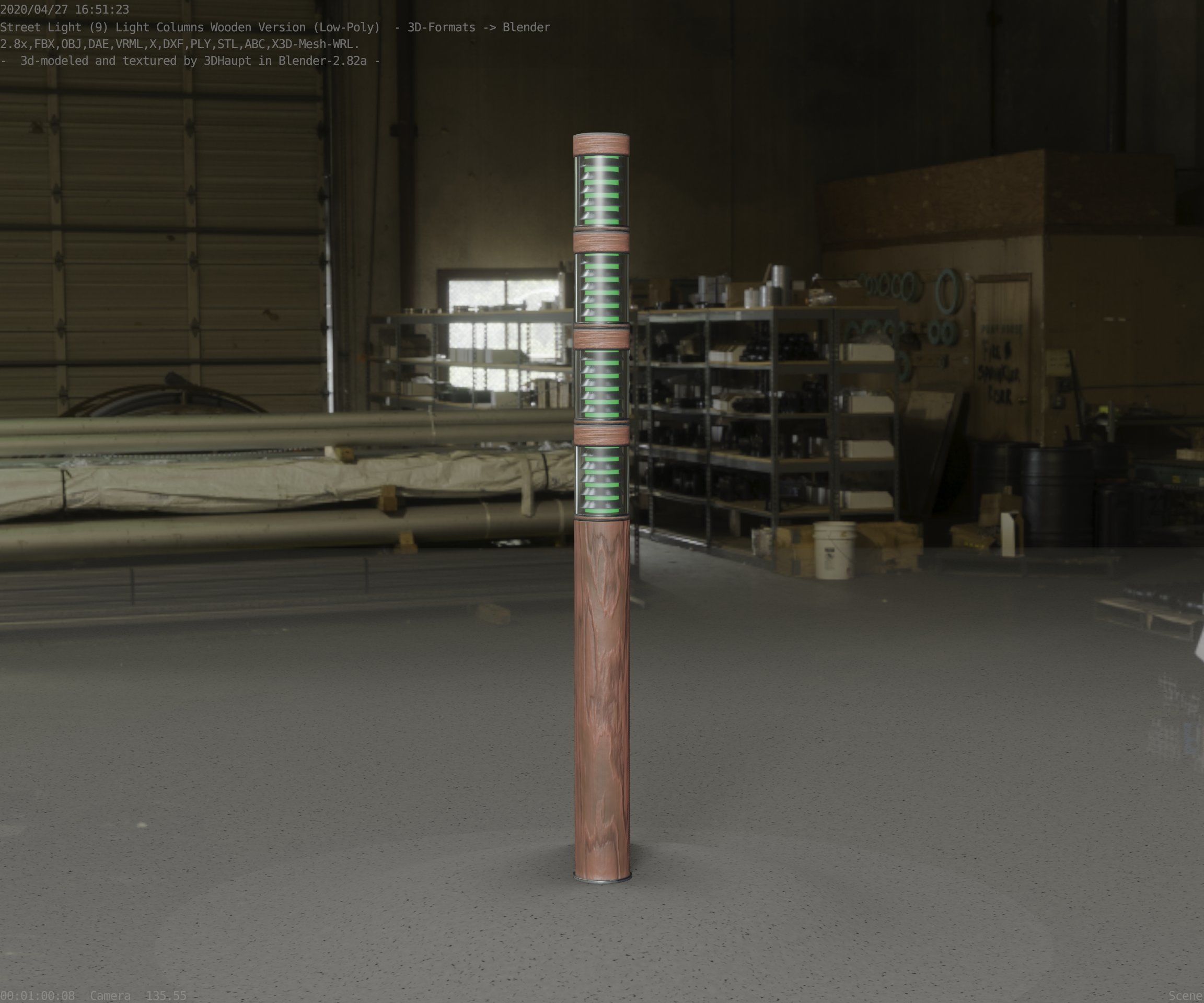 Wooden Light-Column 15 - Low-Poly Street-Light Set-9 Low-poly 3D model_39