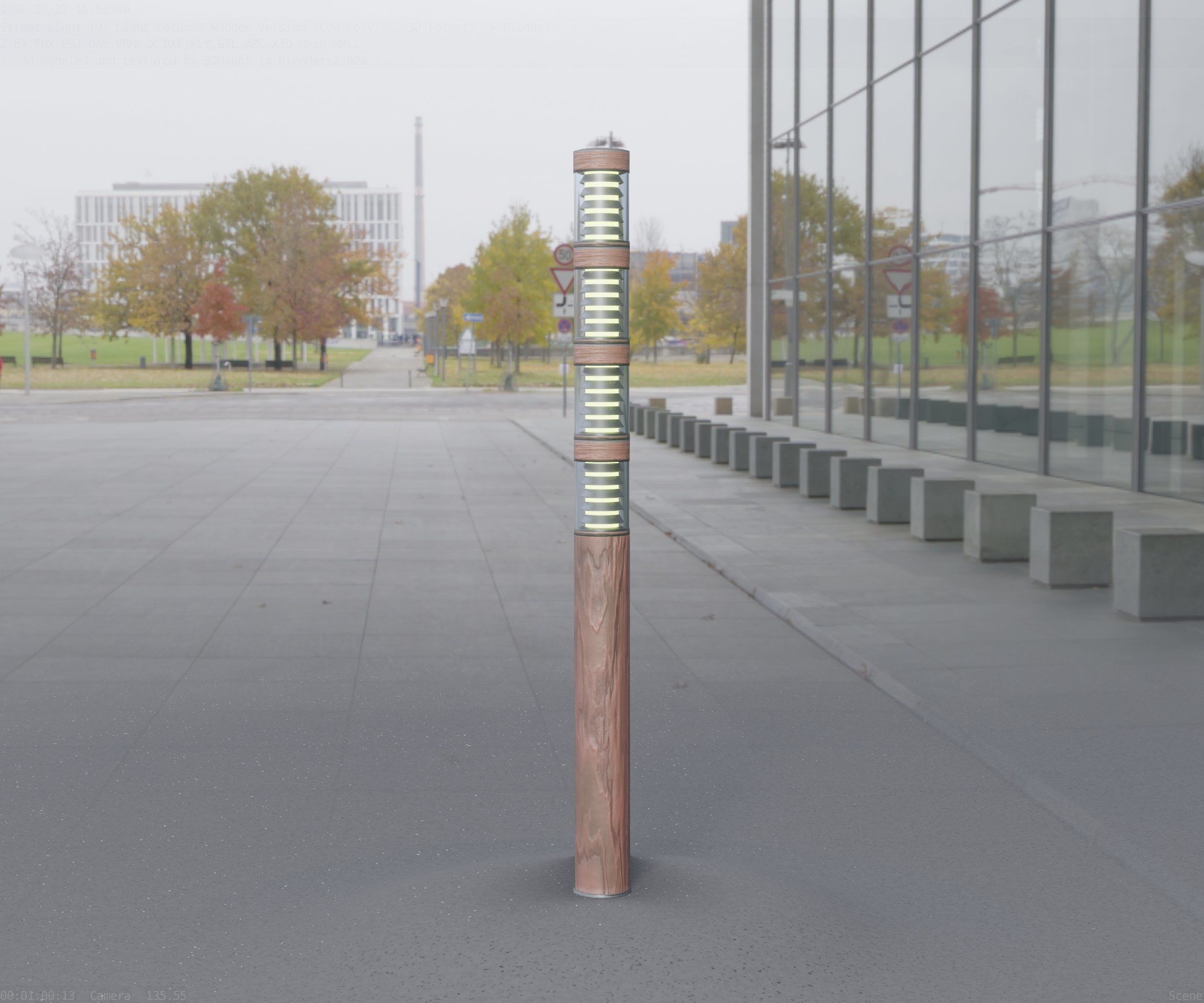 Wooden Light-Column 15 - Low-Poly Street-Light Set-9 Low-poly 3D model_44