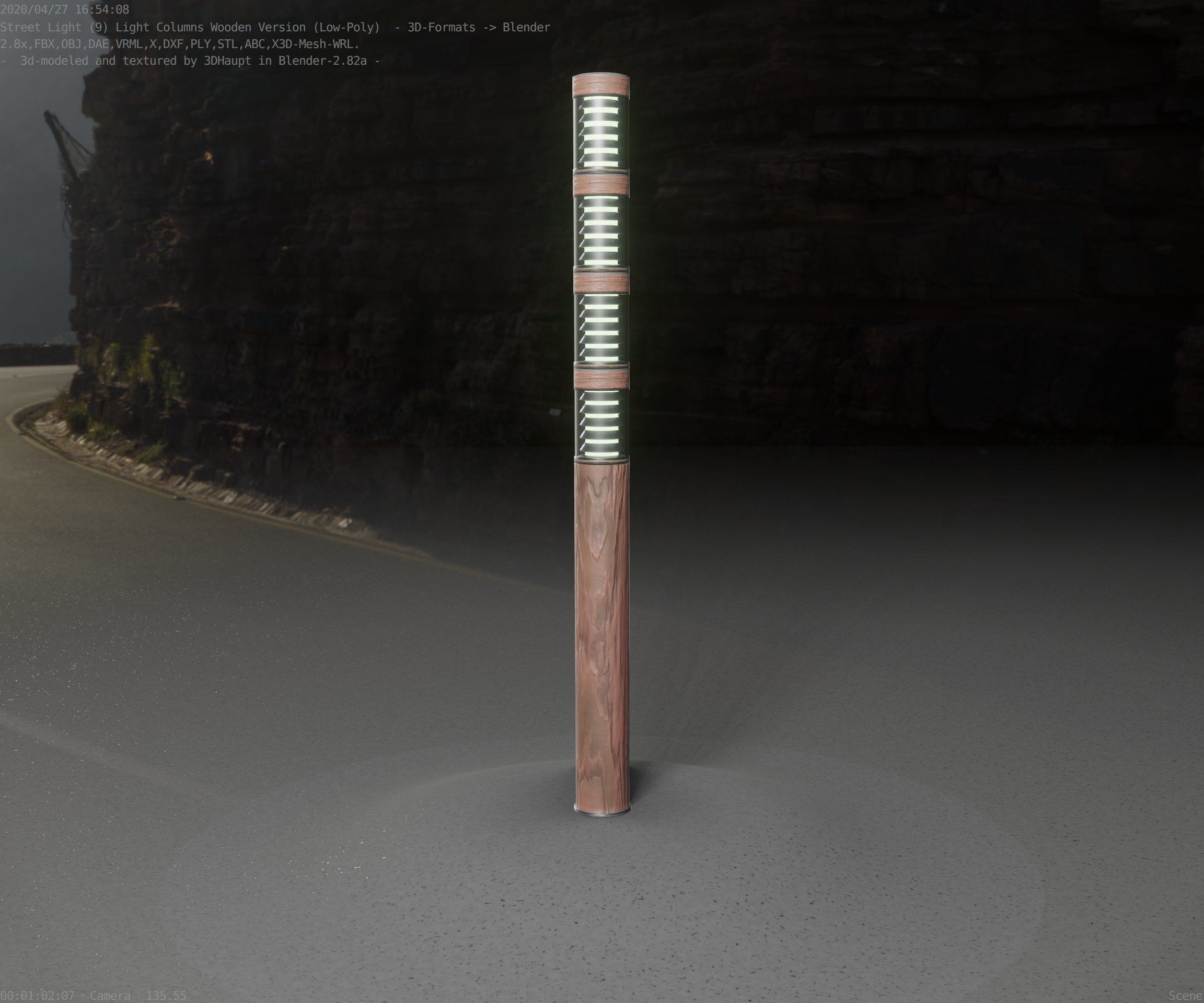 Wooden Light-Column 15 - Low-Poly Street-Light Set-9 Low-poly 3D model_95