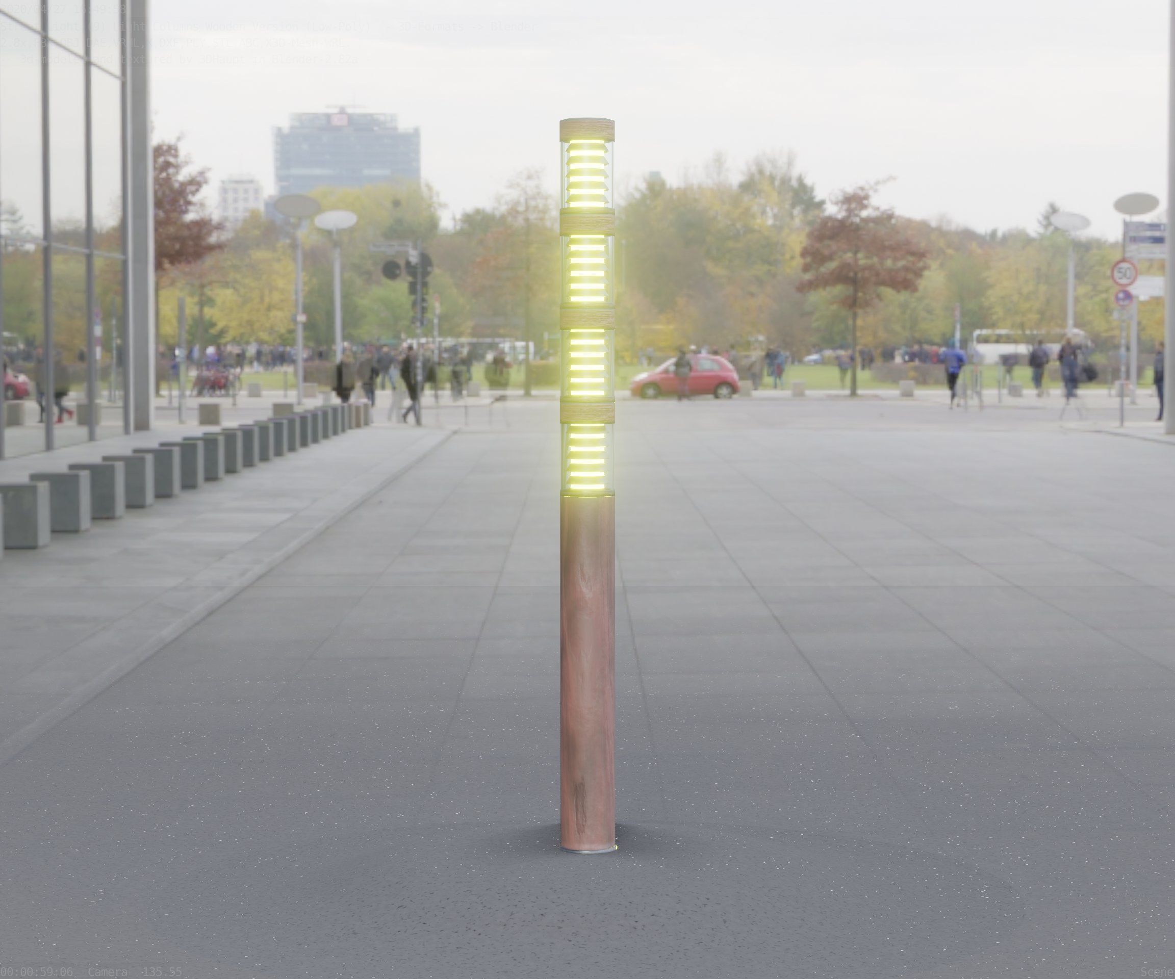 Wooden Light-Column 15 - Low-Poly Street-Light Set-9 Low-poly 3D model_15