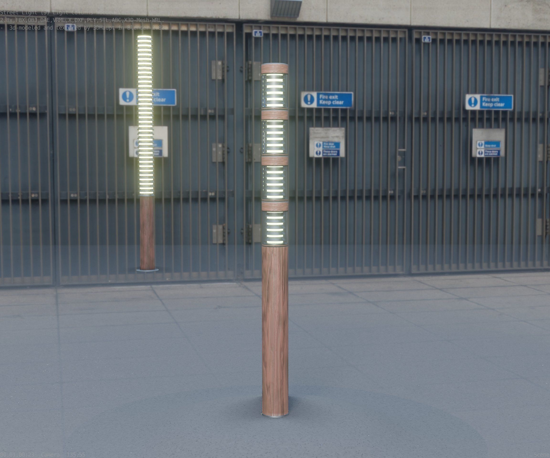 Wooden Light-Column 15 - Low-Poly Street-Light Set-9 Low-poly 3D model_54