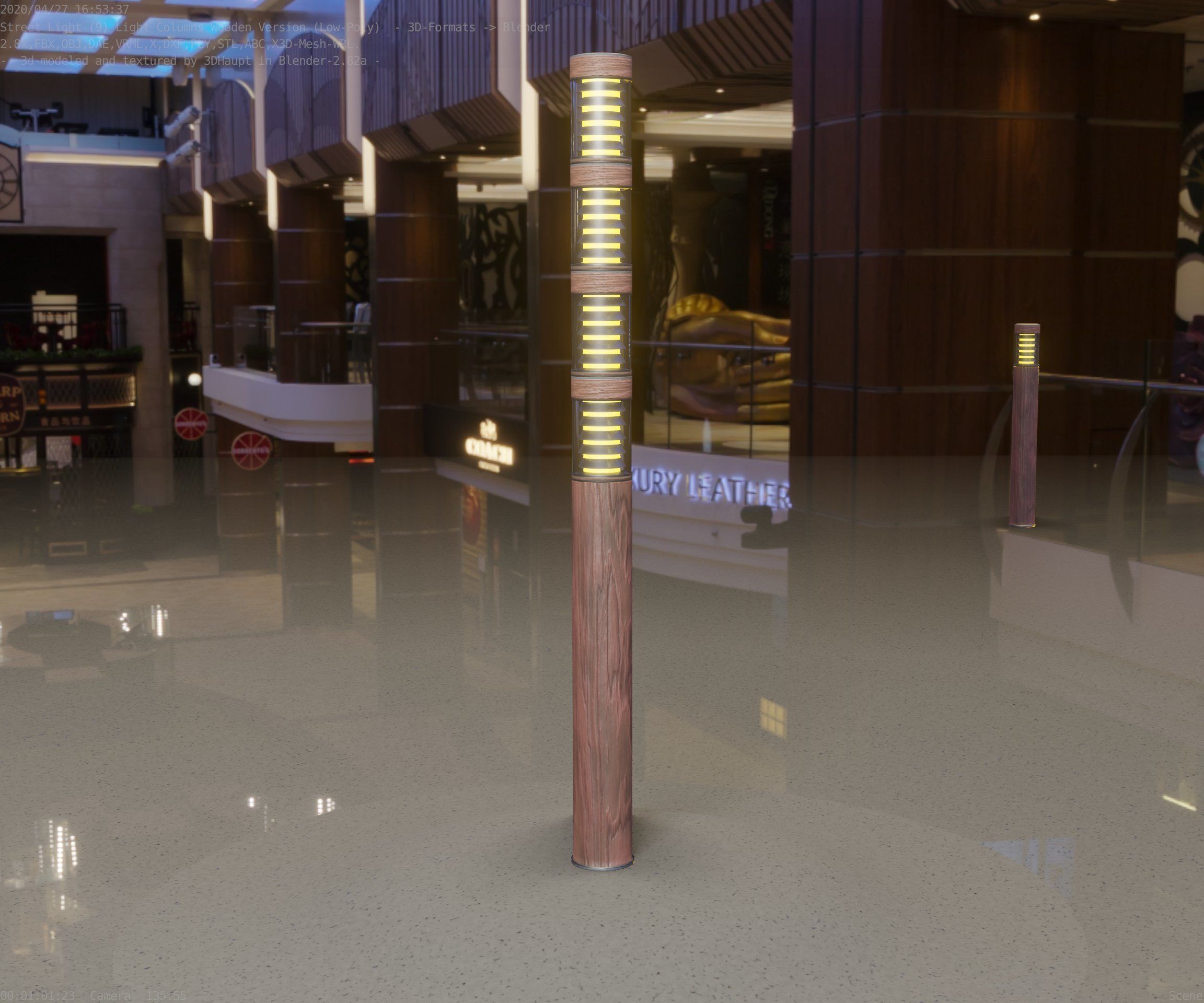 Wooden Light-Column 15 - Low-Poly Street-Light Set-9 Low-poly 3D model_87