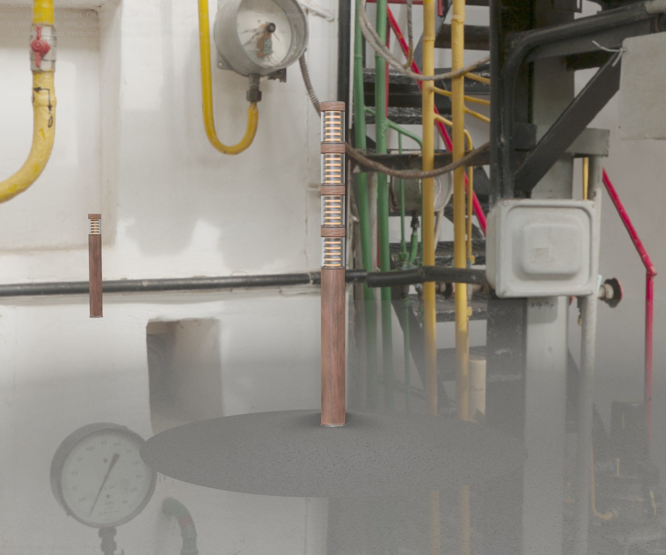 Wooden Light-Column 15 - Low-Poly Street-Light Set-9 Low-poly 3D model_24