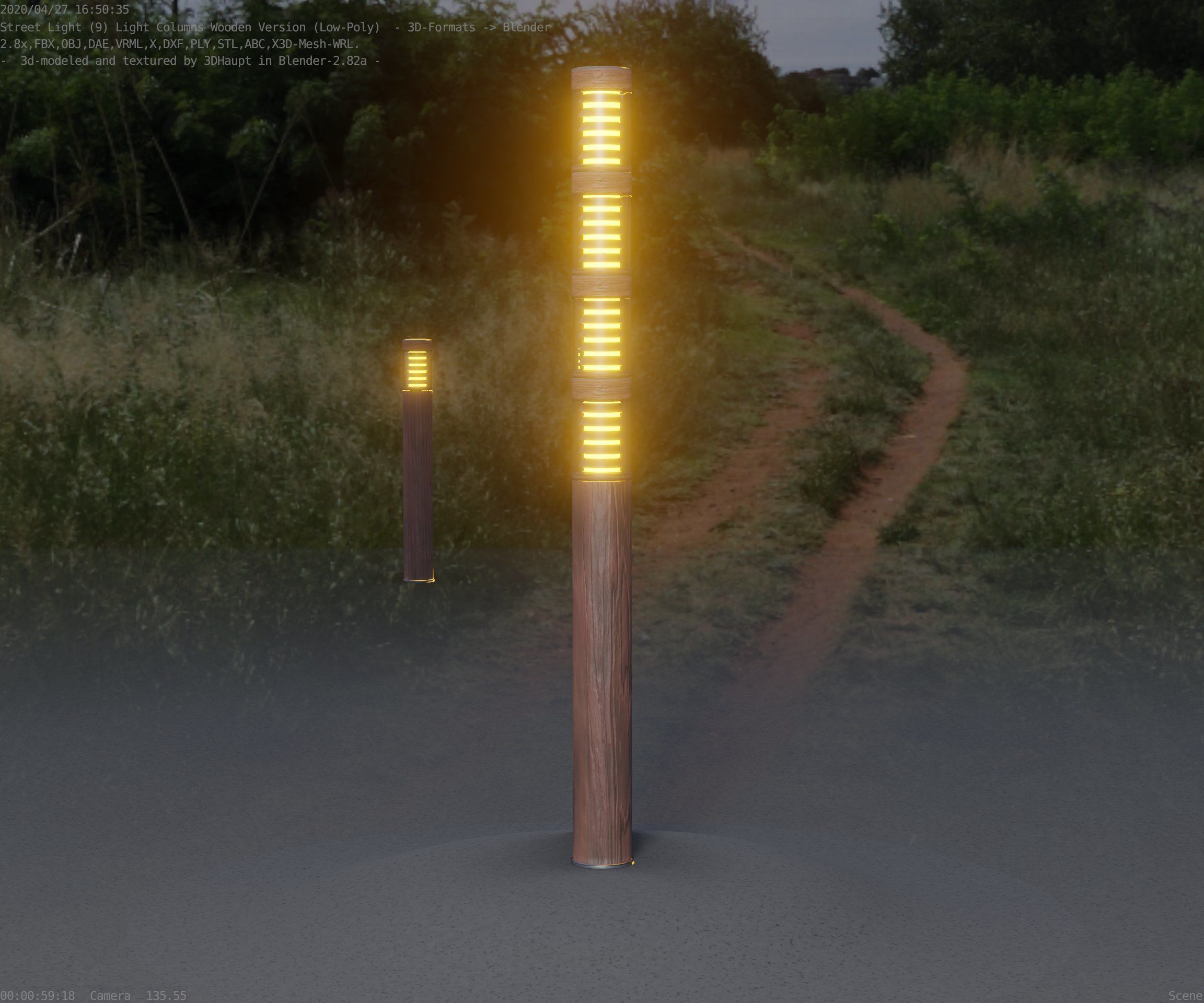 Wooden Light-Column 15 - Low-Poly Street-Light Set-9 Low-poly 3D model_25
