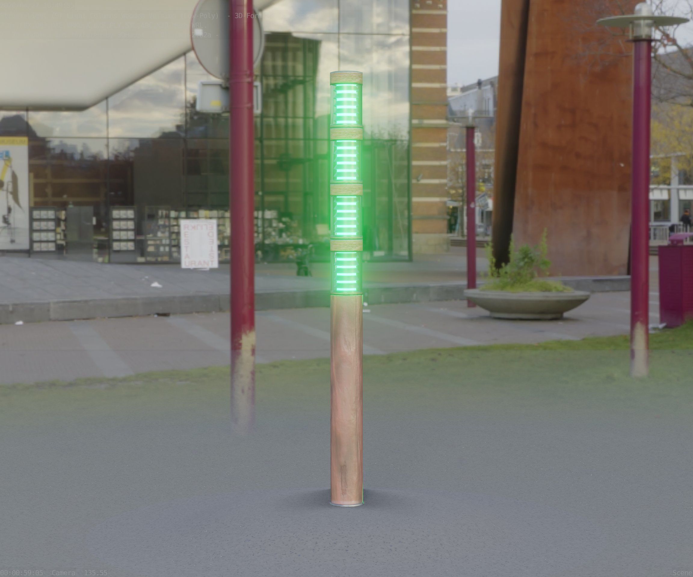 Wooden Light-Column 15 - Low-Poly Street-Light Set-9 Low-poly 3D model_14