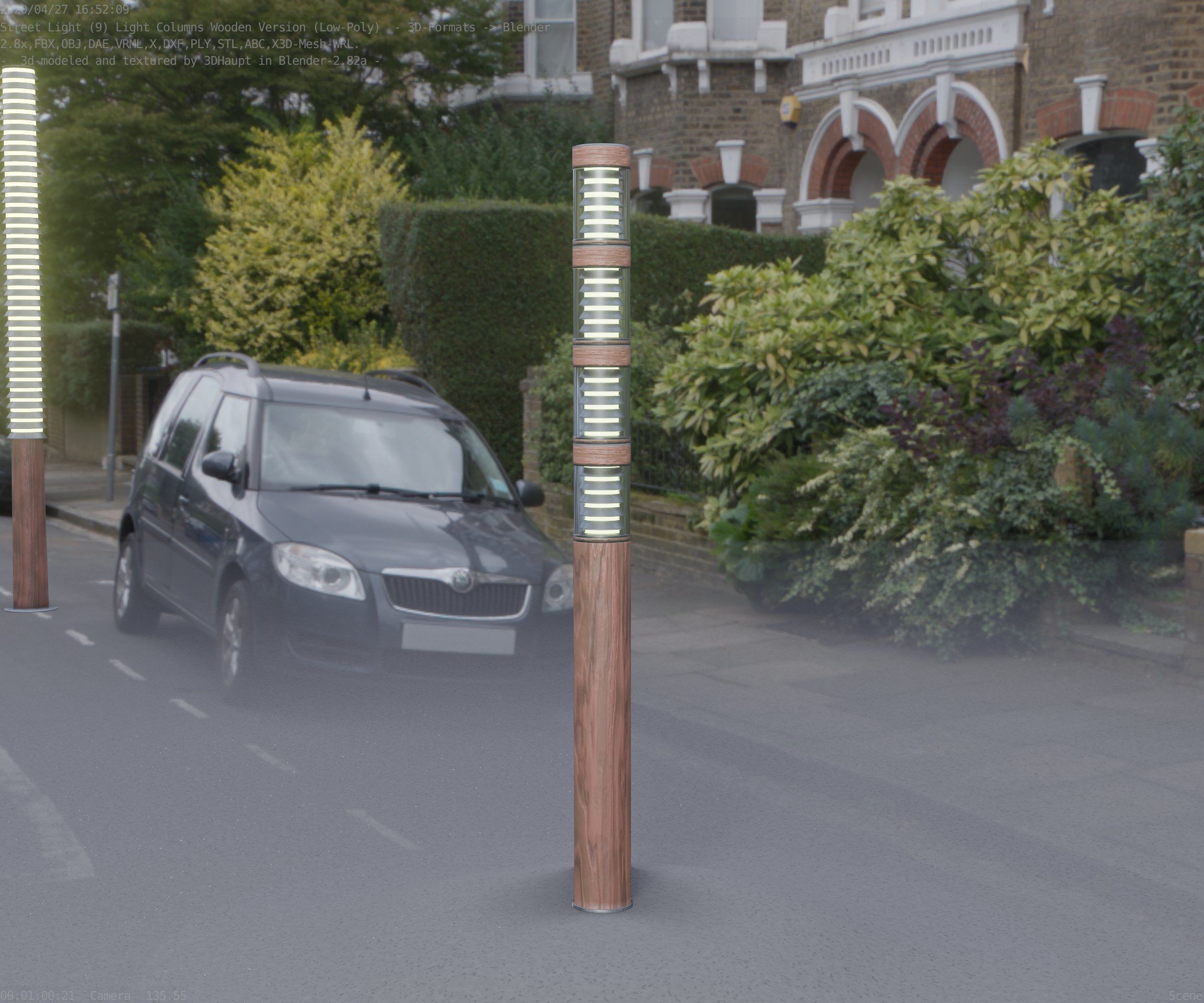 Wooden Light-Column 15 - Low-Poly Street-Light Set-9 Low-poly 3D model_52