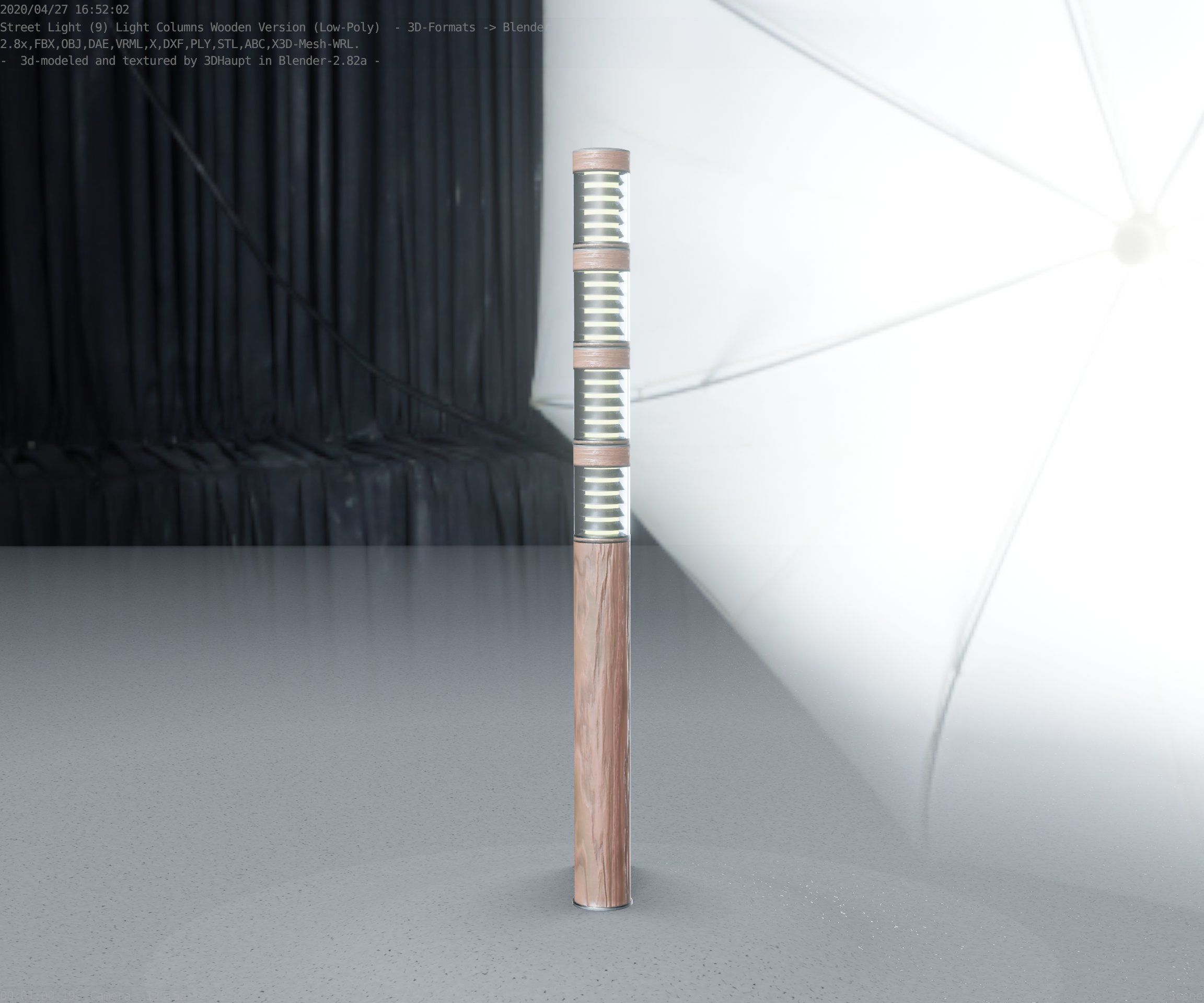 Wooden Light-Column 15 - Low-Poly Street-Light Set-9 Low-poly 3D model_50