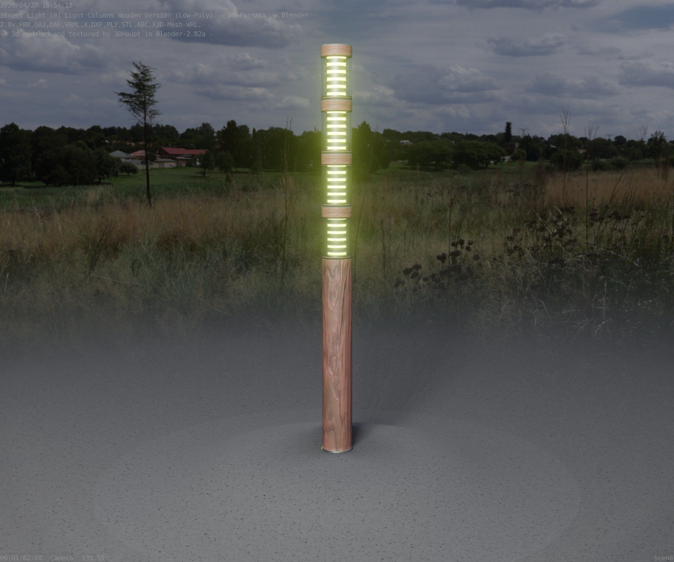 Wooden Light-Column 15 - Low-Poly Street-Light Set-9 Low-poly 3D model_96